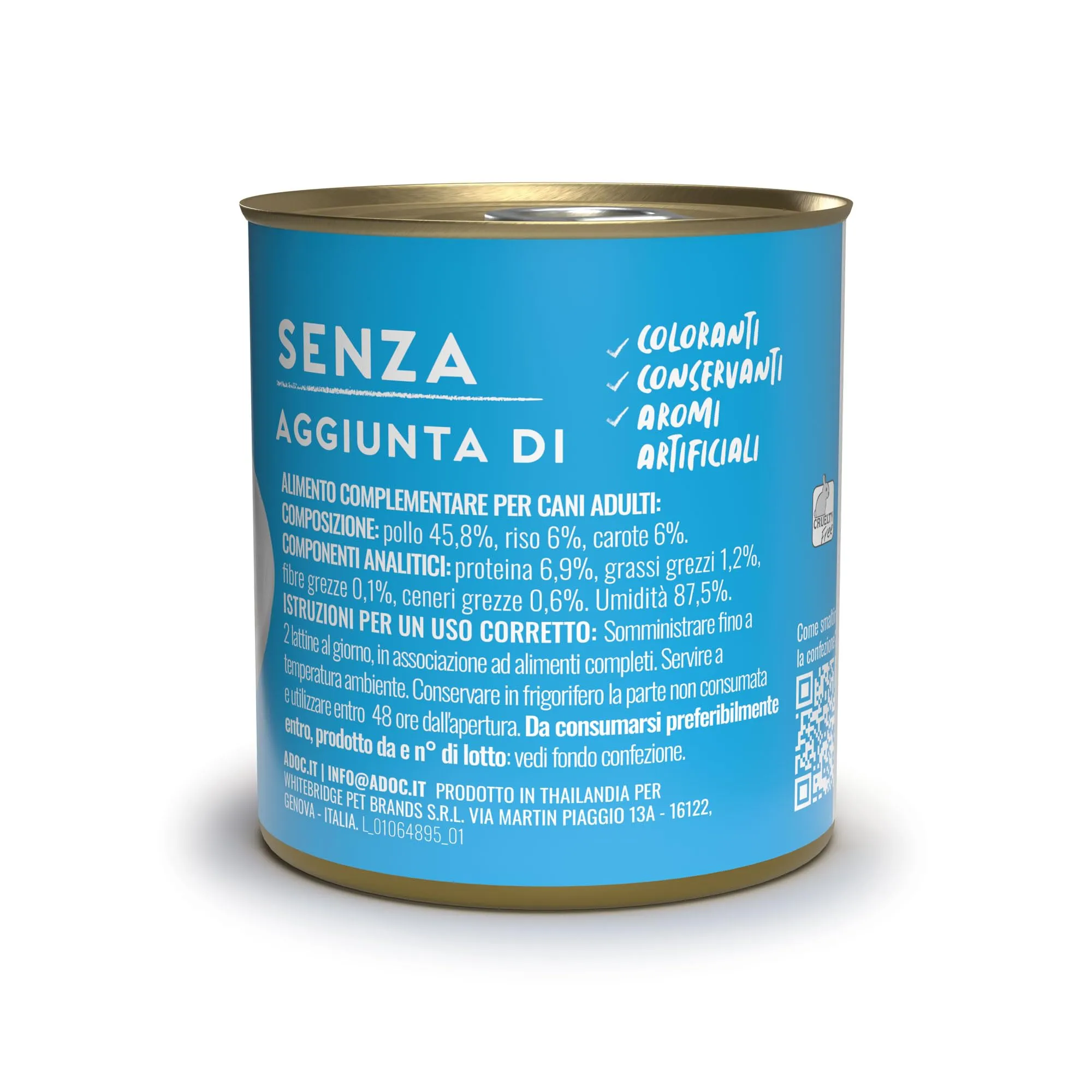 ADoC Dog Cibo Umido per Cani MIX 3 - Pollo con Riso e Carote - Tonnetto con Patate e Carote - Pollo con Patate - 16 Lattine da 285gr - immagine 3