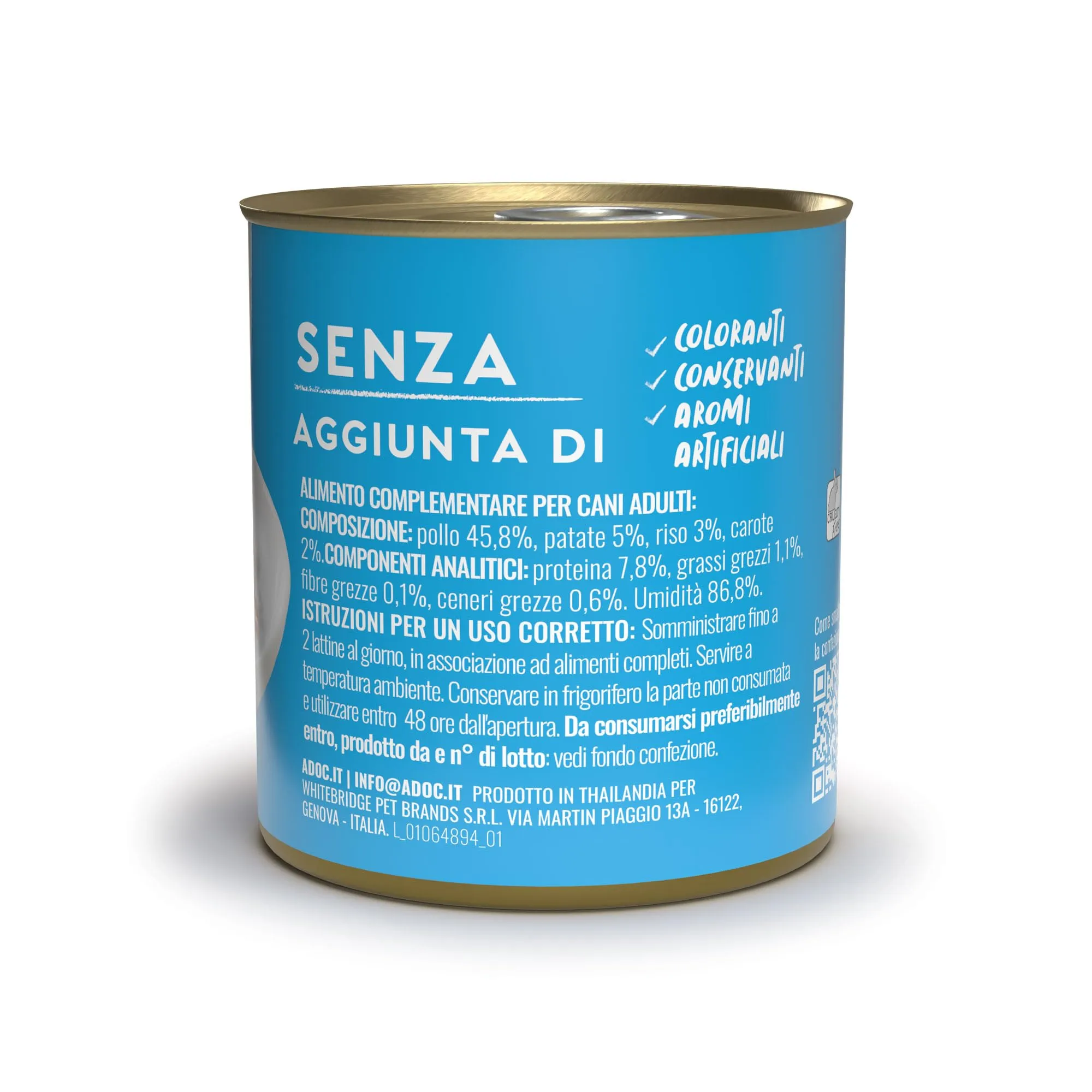 ADoC Dog Cibo Umido per Cani MIX 3 - Pollo con Riso e Carote - Tonnetto con Patate e Carote - Pollo con Patate - 16 Lattine da 285gr - immagine 5