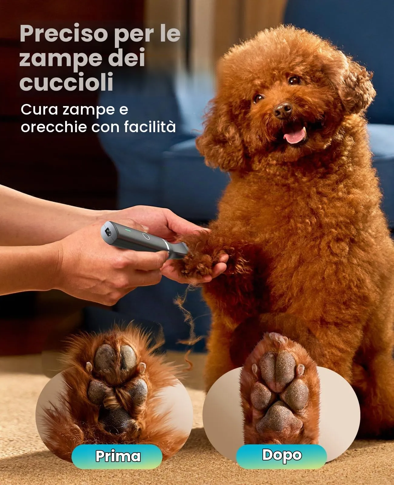 oneisall Tosatrice per cani Tosatrice a basso rumore Tosatrice per cani per gatti zampe, occhi, orecchie, viso, corpo (Nero) - immagine 3