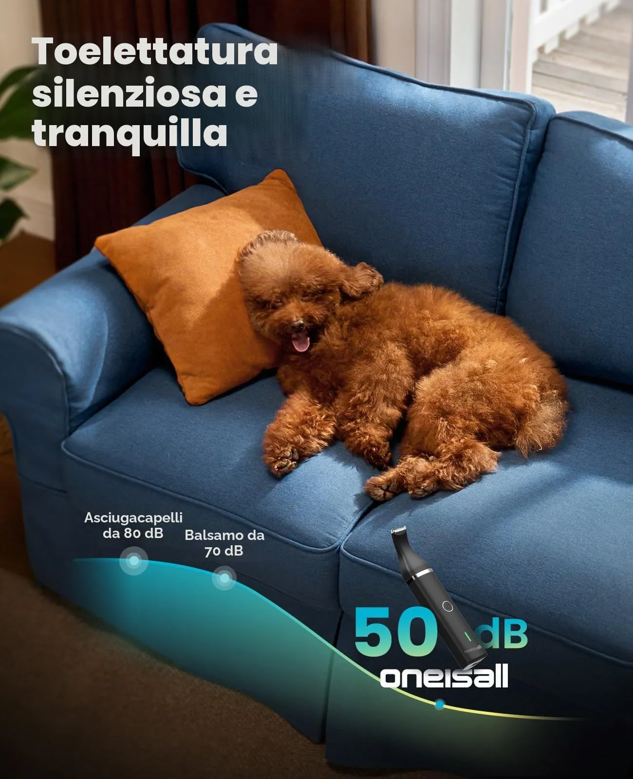 oneisall Tosatrice per cani Tosatrice a basso rumore Tosatrice per cani per gatti zampe, occhi, orecchie, viso, corpo (Nero) - immagine 5