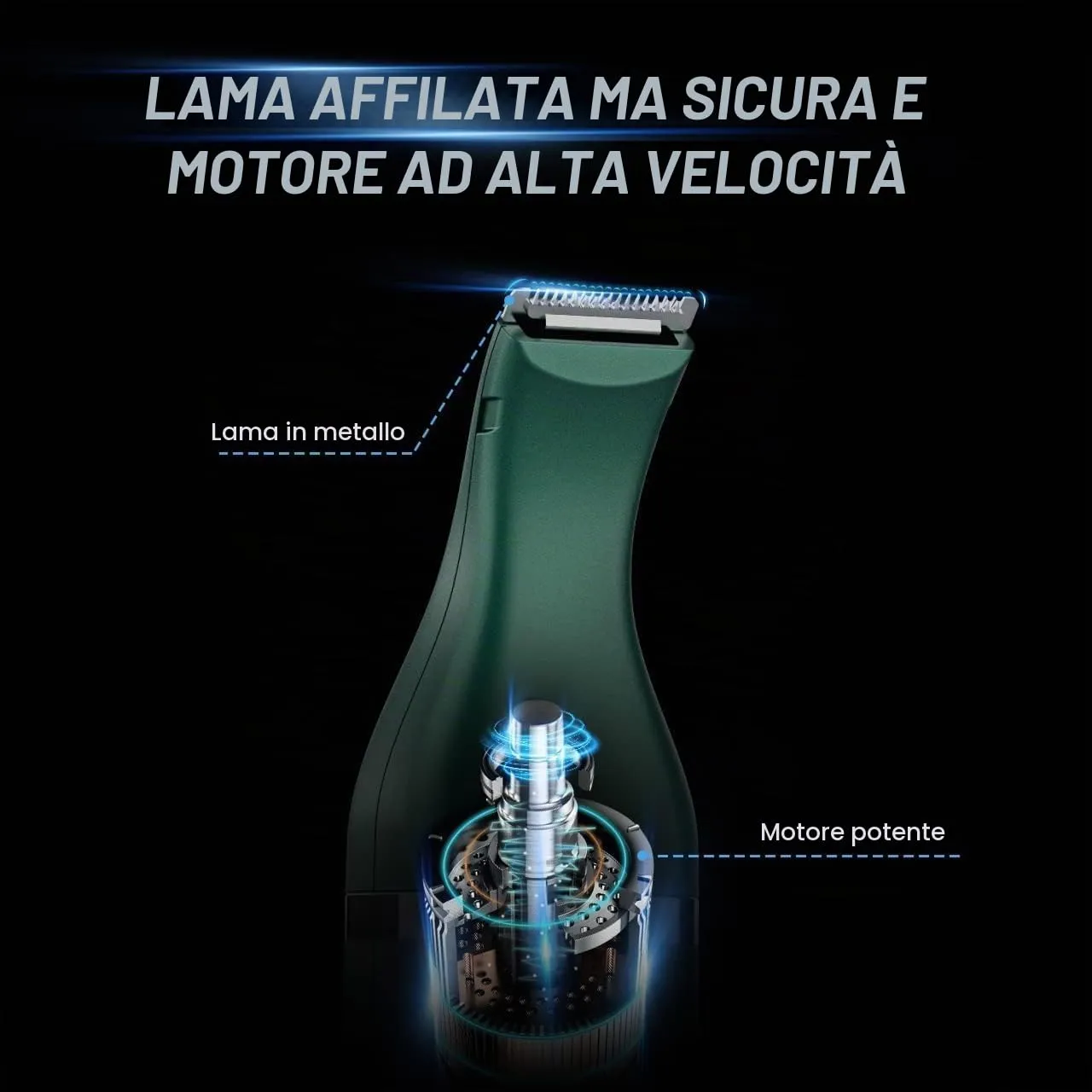 oneisall Tosatrice per cani Tosatrice a basso rumore Tosatrice per cani per gatti zampe, occhi, orecchie, viso, corpo (Verde) - immagine 5
