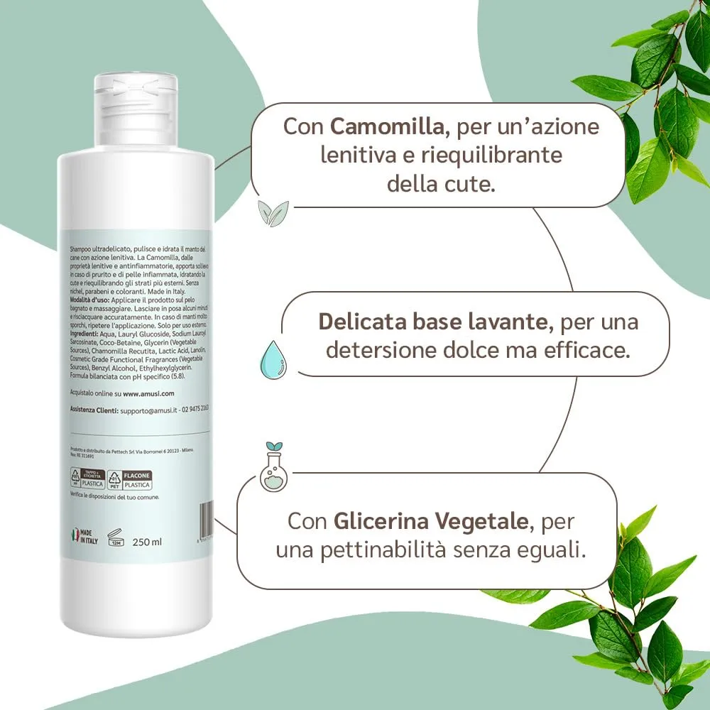 amusi Shampoo per Cani con Dermatite 250ml - Made in Italy, Shampoo Cane Antiprurito, Effetto Calmante per Cute Sensibile - Cane Dermatite Ideale per Tutti i Tipi di Pelo e Cute Irritata - immagine 2