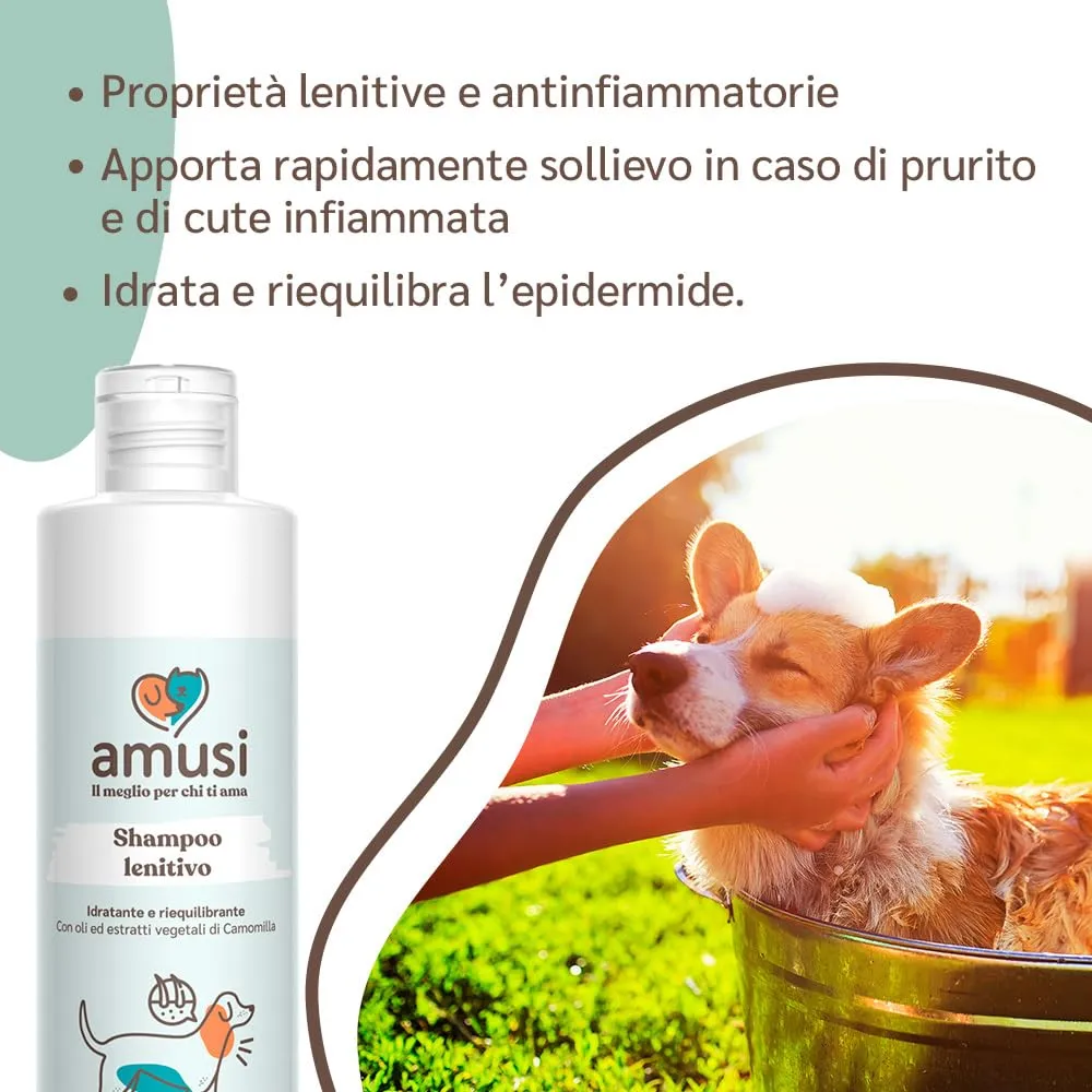 amusi Shampoo per Cani con Dermatite 250ml - Made in Italy, Shampoo Cane Antiprurito, Effetto Calmante per Cute Sensibile - Cane Dermatite Ideale per Tutti i Tipi di Pelo e Cute Irritata - immagine 3