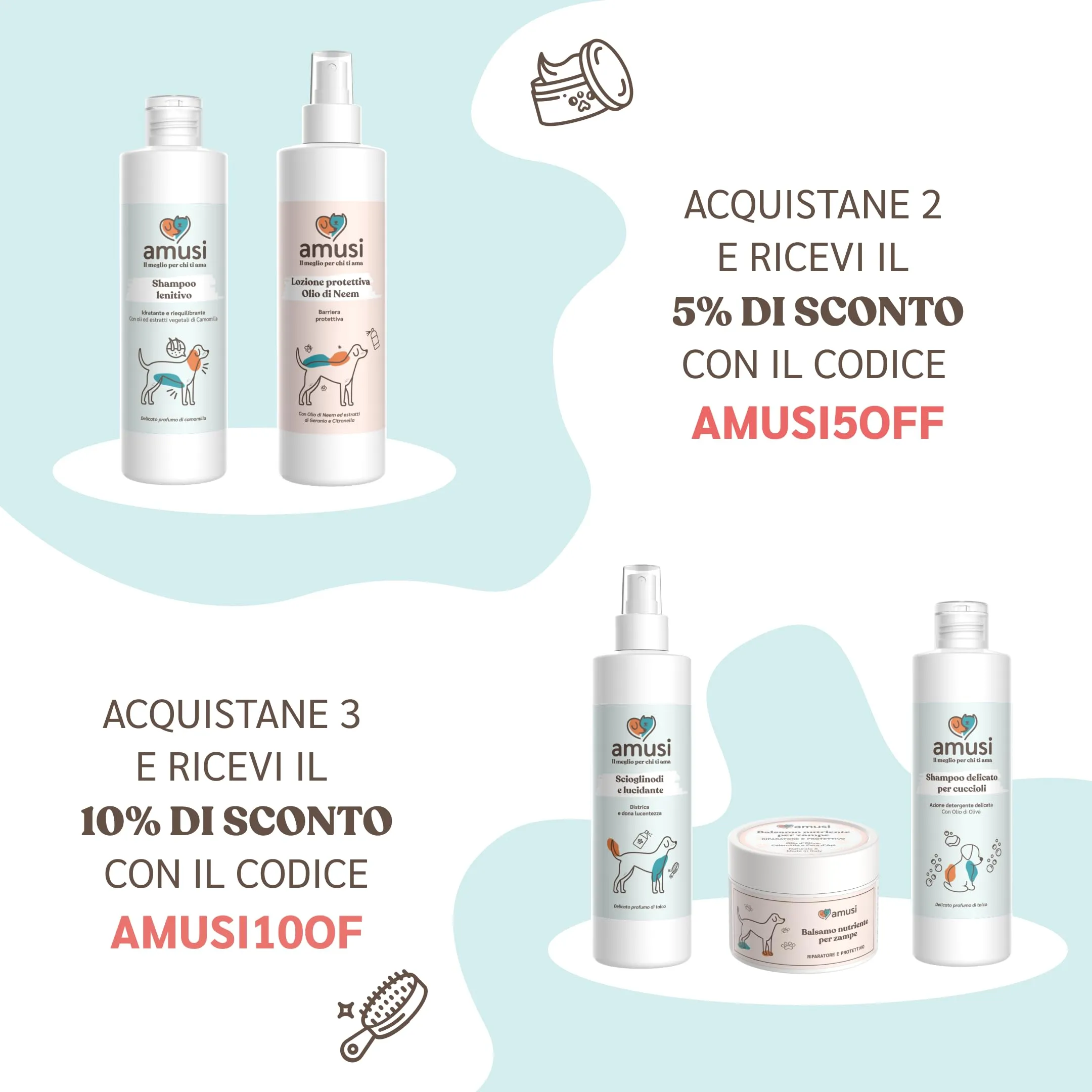 amusi Shampoo per Cani con Dermatite 250ml - Made in Italy, Shampoo Cane Antiprurito, Effetto Calmante per Cute Sensibile - Cane Dermatite Ideale per Tutti i Tipi di Pelo e Cute Irritata - immagine 7
