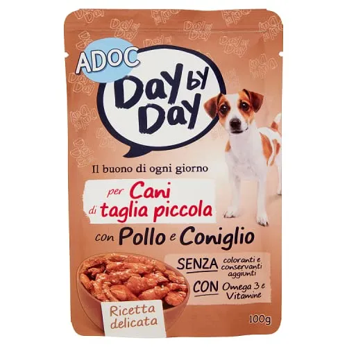 ADoC MIX Day by Day Dog Cane TAGLIA PICCOLA Manzo Pollo Coniglio Vitello e Ortaggi - 24 Buste da 100gr - immagine 4