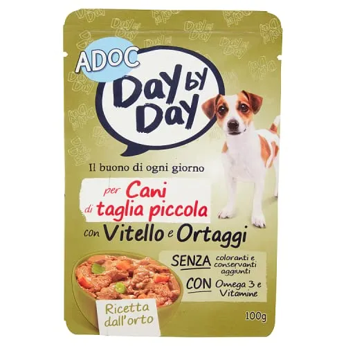 ADoC MIX Day by Day Dog Cane TAGLIA PICCOLA Manzo Pollo Coniglio Vitello e Ortaggi - 24 Buste da 100gr - immagine 6
