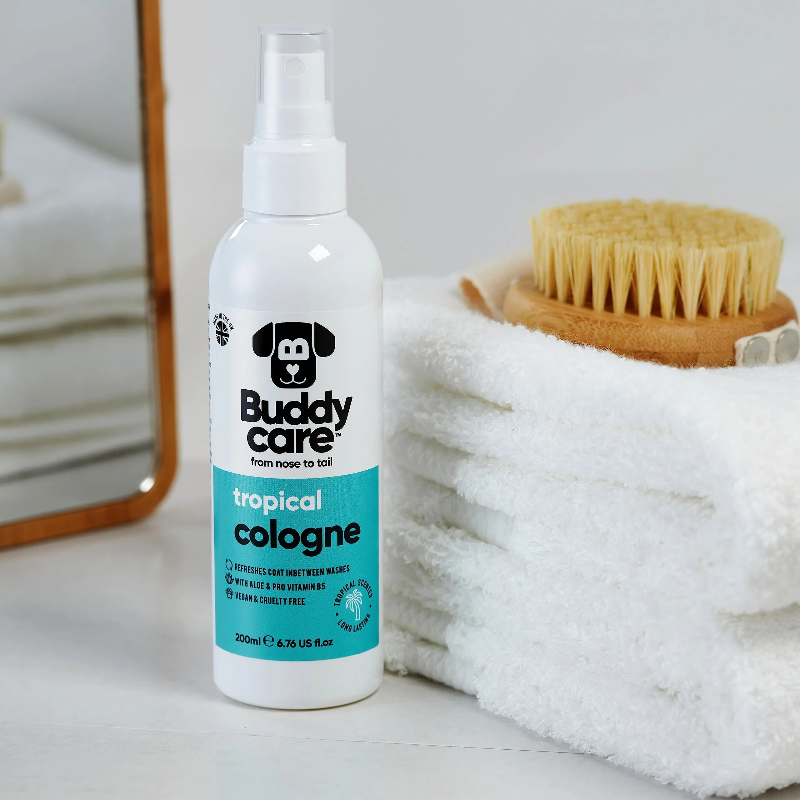 Buddycare Colonia per cani - Colonia per cani dal profumo rinfrescante e tropicale - Rinfresca tra i lavaggi del cane, Tropicale, 200 ml (confezione da 1) - immagine 5
