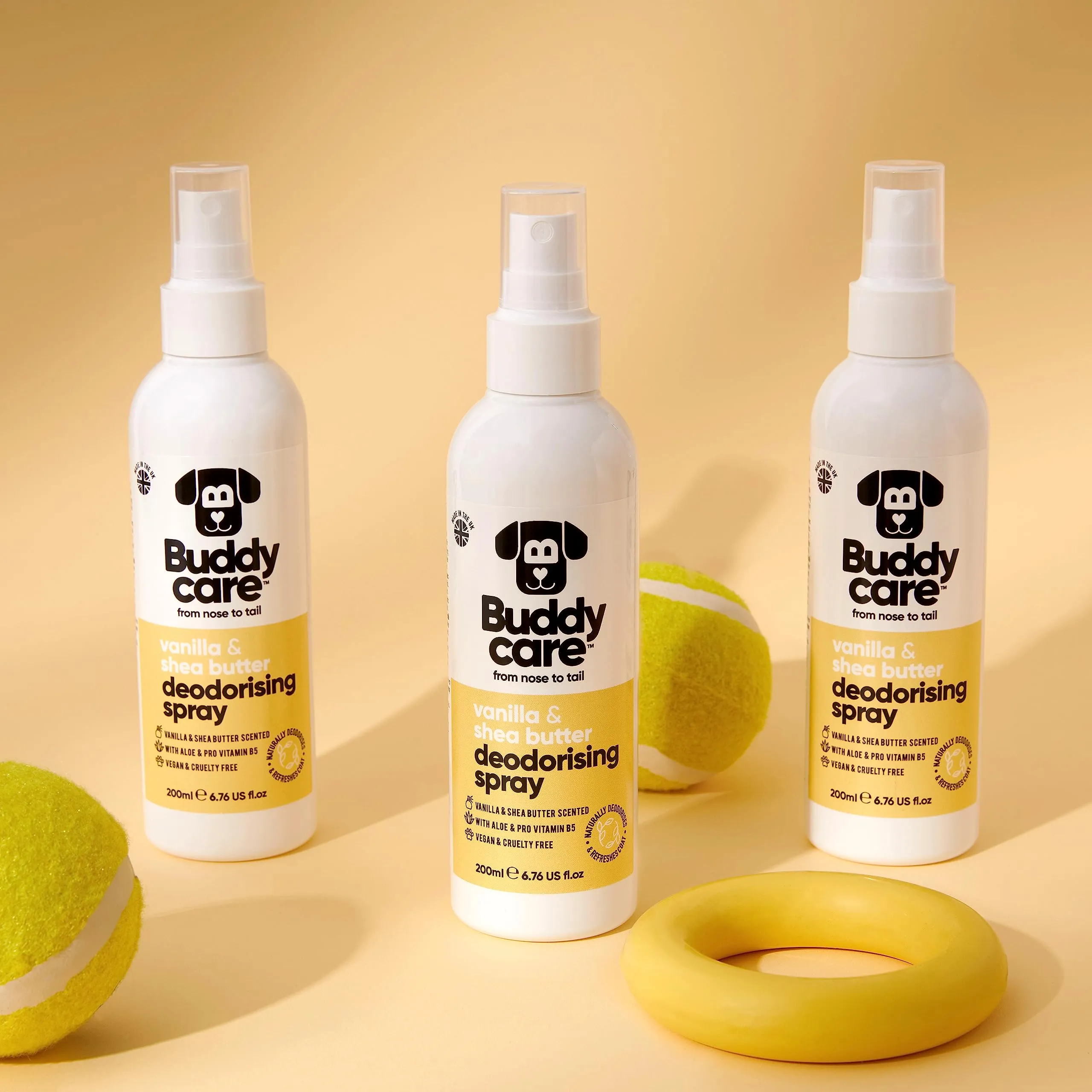 Buddycare Spray Deodorante per Cani - Spray Deodorante Dolce e Nutriente per Cani - Con Aloe Vera e Pro Vitamina B5, Vaniglia & Burro Di Karitè, 200 ml (confezione da 1) - immagine 4