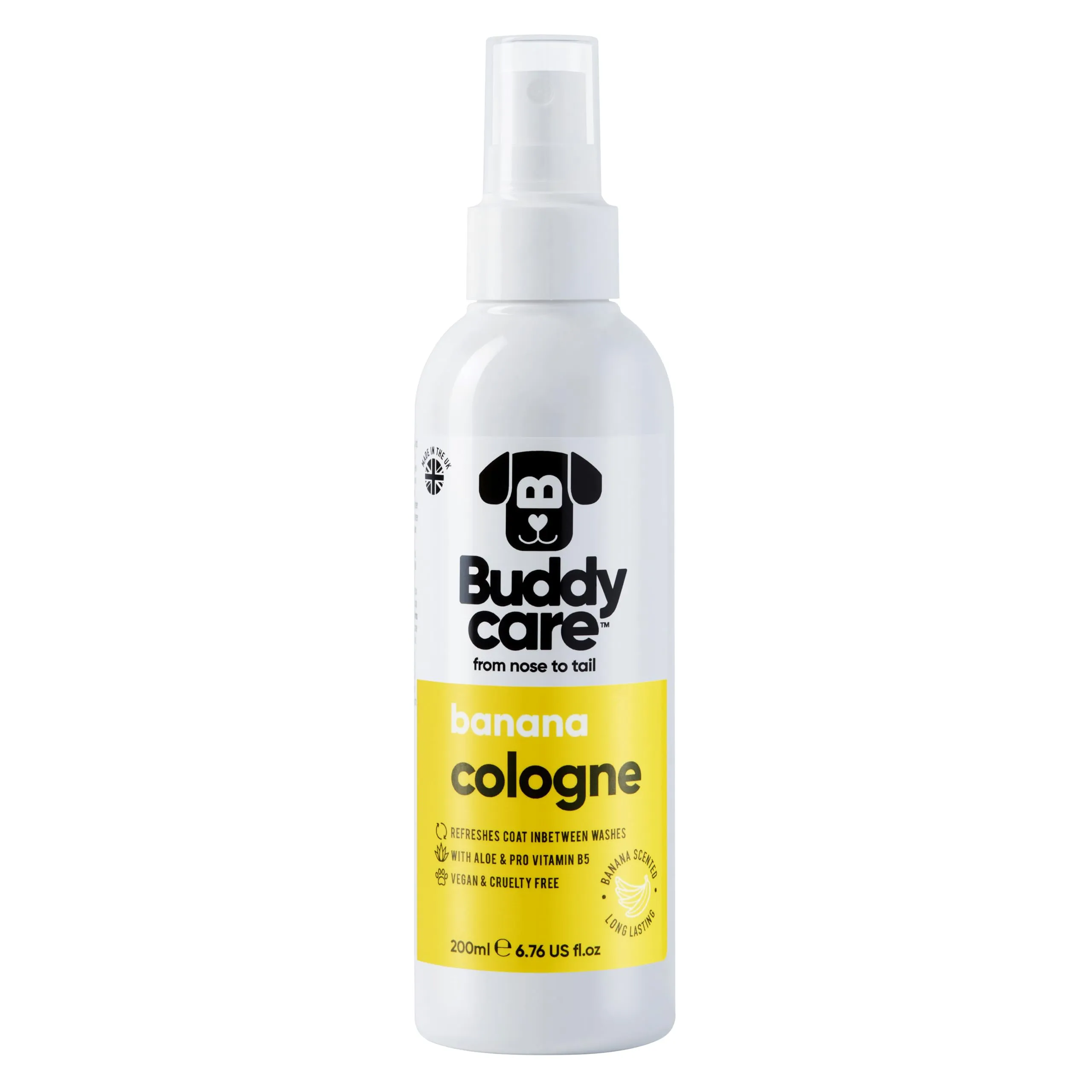 Buddycare Acqua di colonia per cani – banana – fruttata e audacemente profumata – Rinfresca tra i bagni – con aloe vera e pro vitamina B5 (200 ml, 1 pezzo) - immagine 1