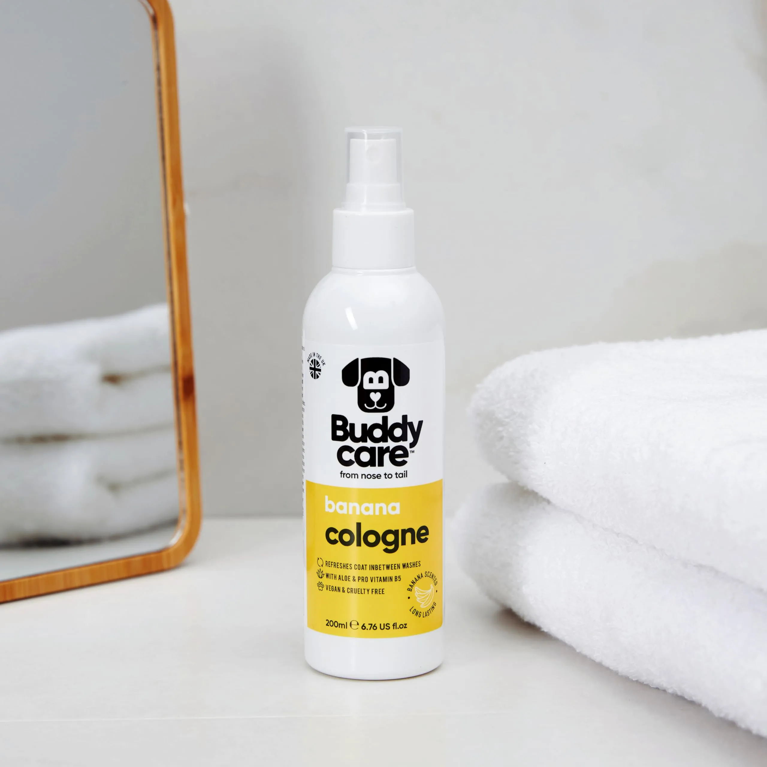 Buddycare Acqua di colonia per cani – banana – fruttata e audacemente profumata – Rinfresca tra i bagni – con aloe vera e pro vitamina B5 (200 ml, 1 pezzo) - immagine 2