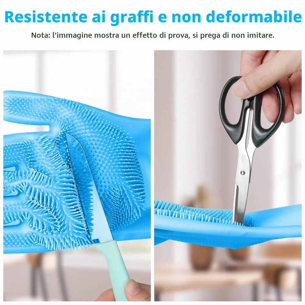 AMFUN Guanti da Toelettatura per Animali Domestici, Guanti da Bagno in Morbido Silicone con Spazzola A Setole Morbide per Cani Gatti Coniglio, Blu, 22*18*1.7cm - immagine 5