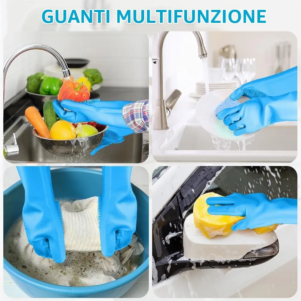 AMFUN Guanti da Toelettatura per Animali Domestici, Guanti da Bagno in Morbido Silicone con Spazzola A Setole Morbide per Cani Gatti Coniglio, Blu, 22*18*1.7cm - immagine 6