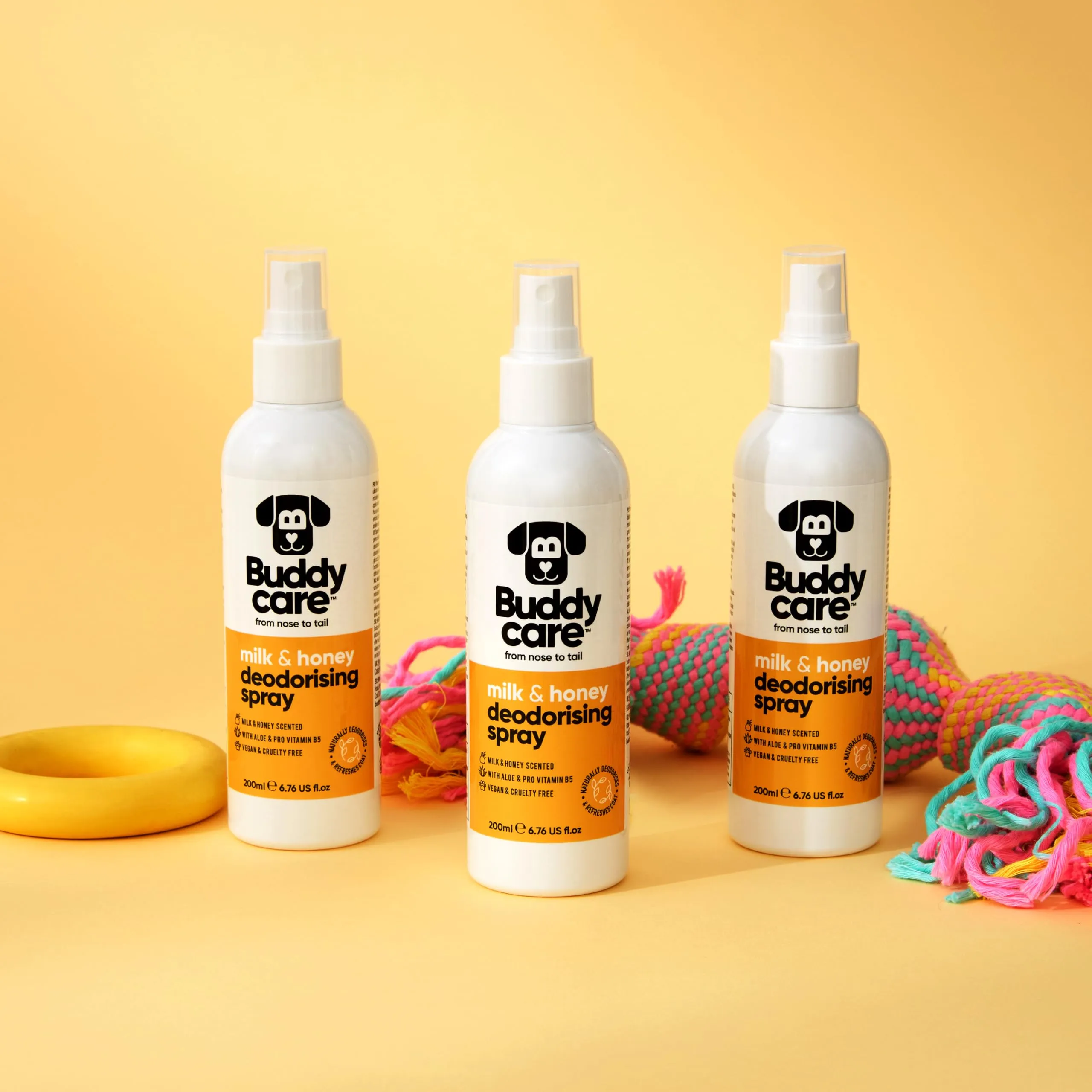 Buddycare Spray Deodorante per Cani - Spray Deodorante per Cani - Con Aloe Vera e Pro Vitamina B5 (Latte e Miele, 200ml) - immagine 2