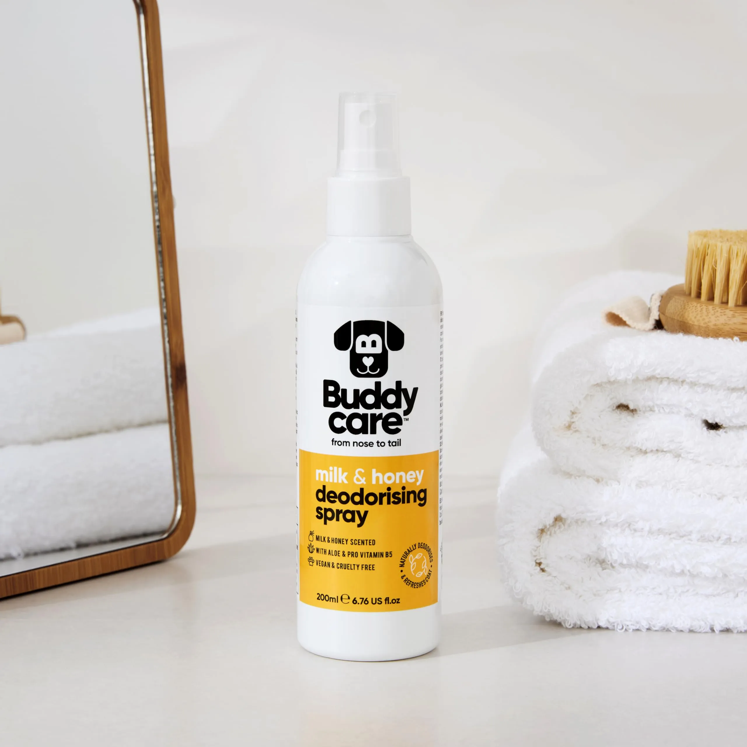 Buddycare Spray Deodorante per Cani - Spray Deodorante per Cani - Con Aloe Vera e Pro Vitamina B5 (Latte e Miele, 200ml) - immagine 3