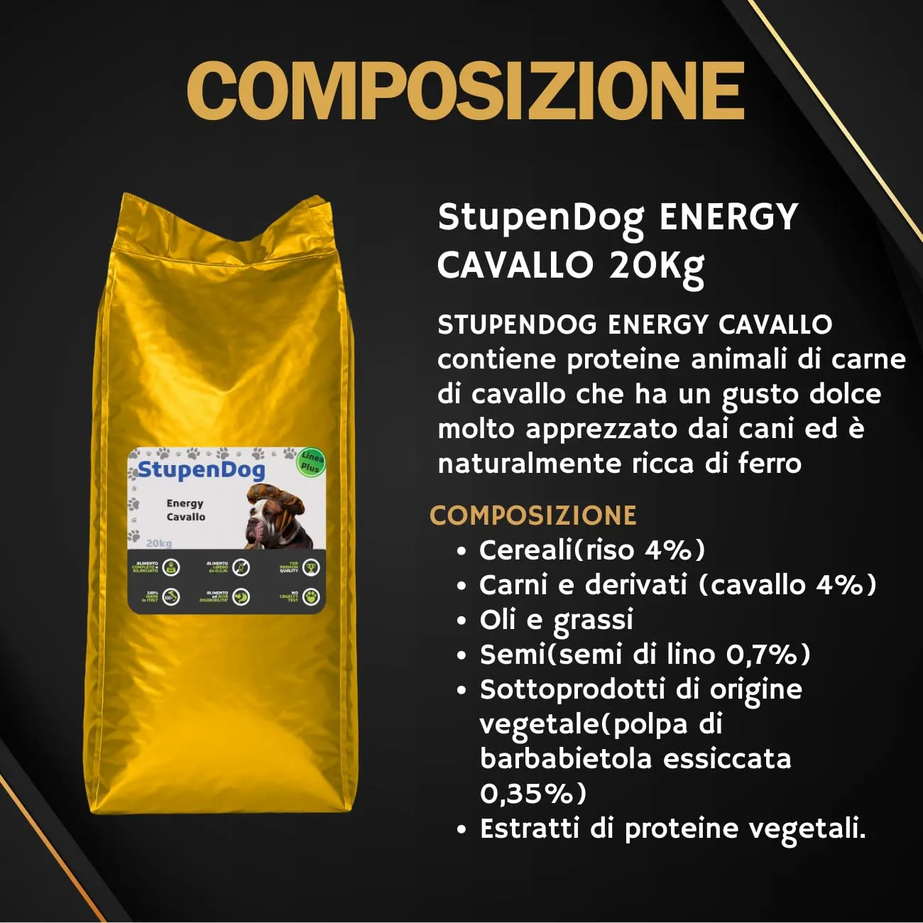 STUPENDOG Crocchette per Cani Energy Power 20kg, Croccantini Cane, Alimento per Cani Adulti Attivi - Cibo per Cane, Cavallo - immagine 2