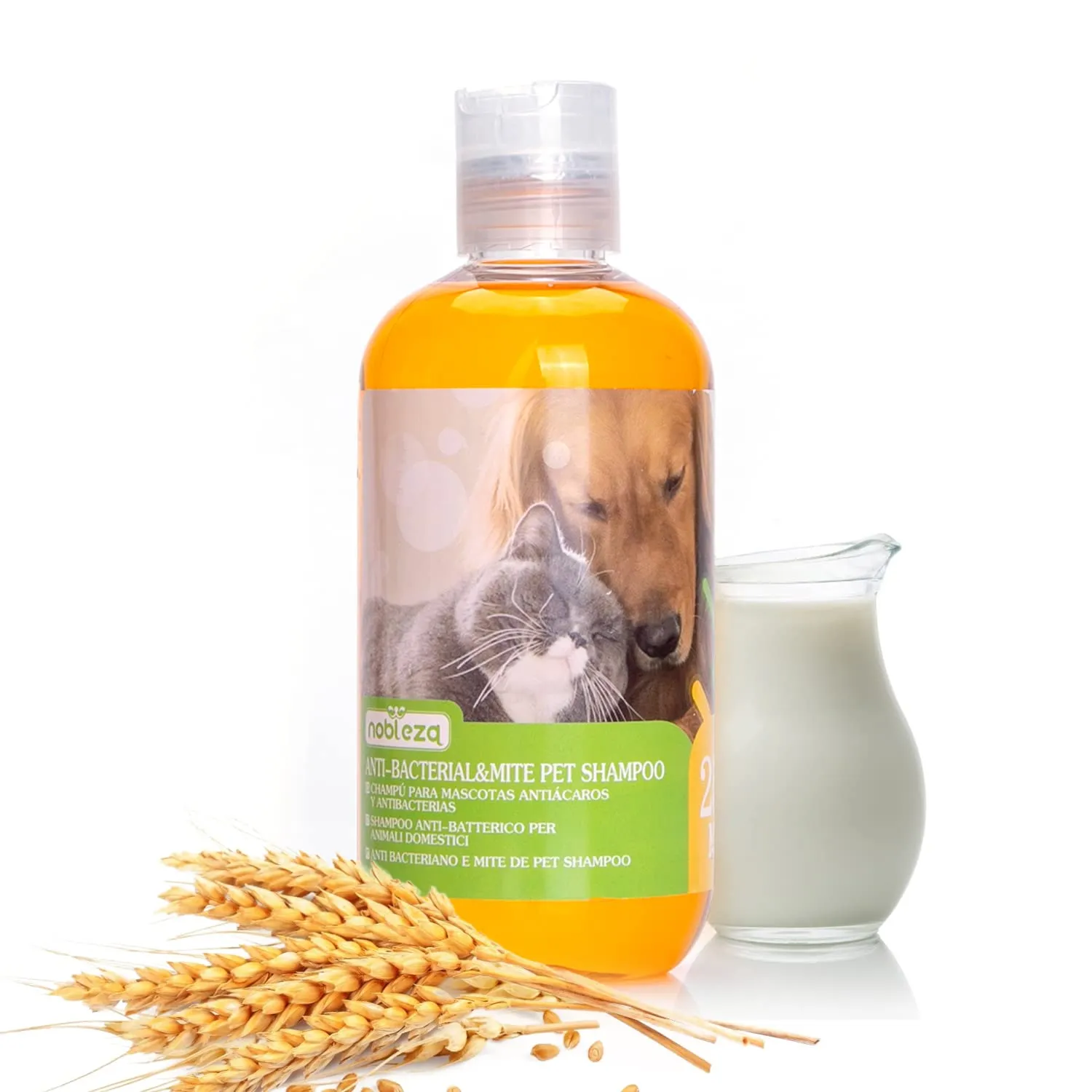 Nobleza Shampoo per Cani, Shampoo Contro Prurito, Acari e pulci, Calma la Pelle dei Cani, Profumo di Latte d'Avena, 250ML - immagine 1