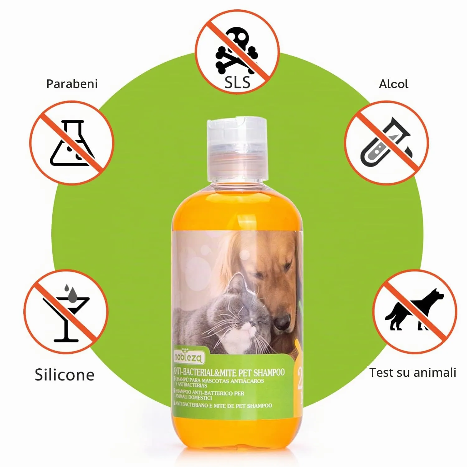 Nobleza Shampoo per Cani, Shampoo Contro Prurito, Acari e pulci, Calma la Pelle dei Cani, Profumo di Latte d'Avena, 250ML - immagine 4
