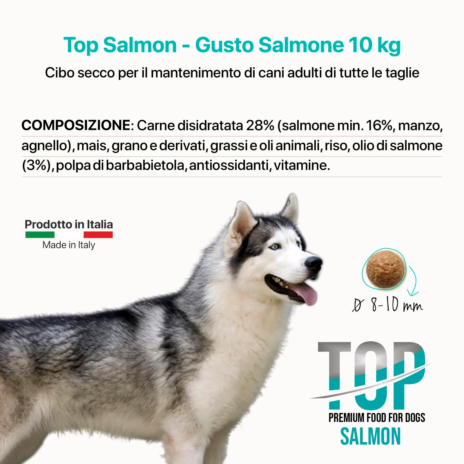 Top Salmon - Cibo per cani di taglia media e grande - ricco di salmone - confezione da 10 kg - immagine 4