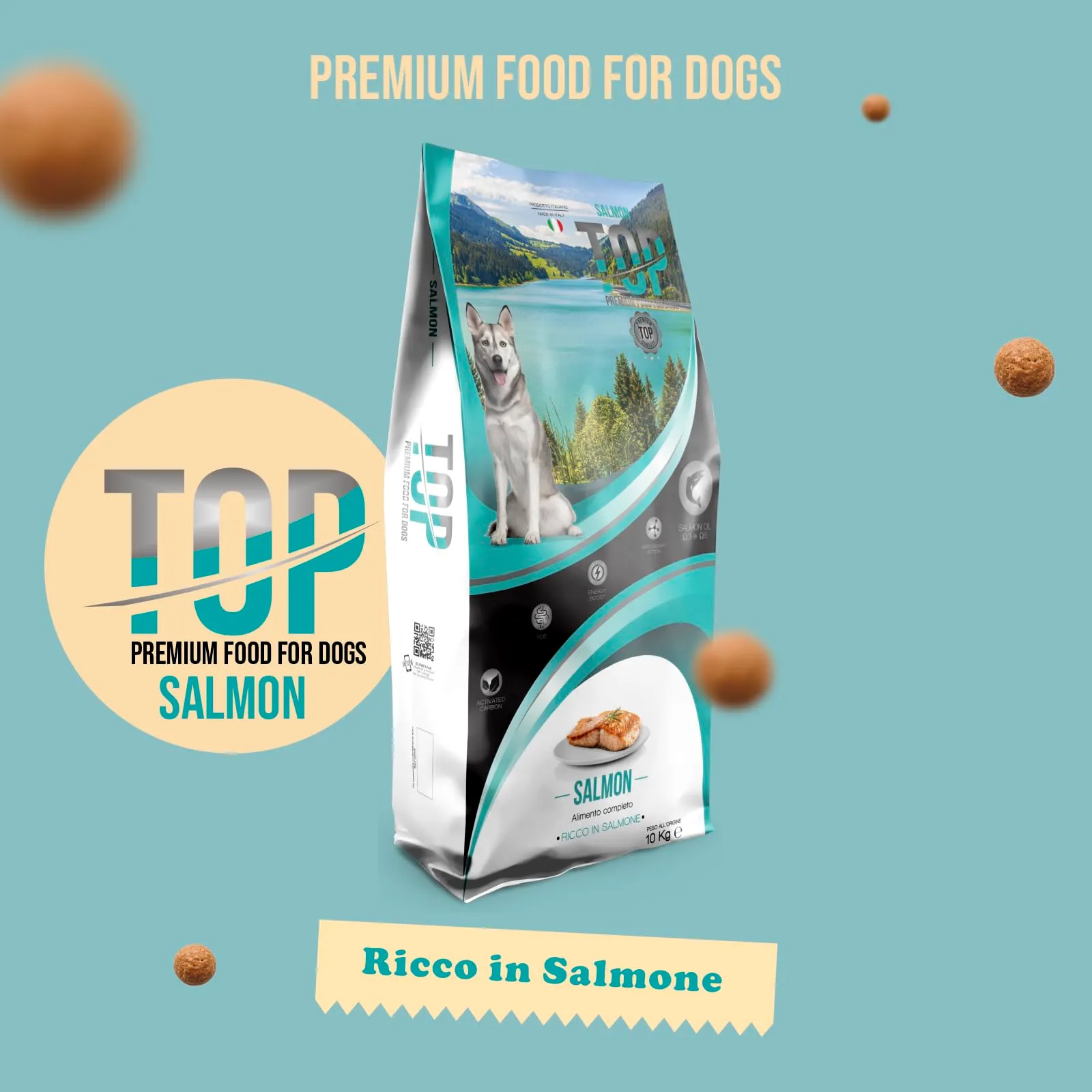 Top Salmon - Cibo per cani di taglia media e grande - ricco di salmone - confezione da 10 kg - immagine 5