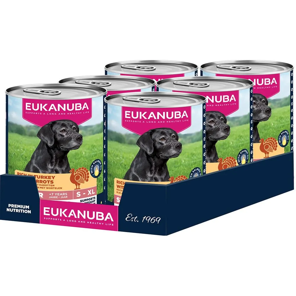 EUKANUBA Cibo umido per cani anziani con tacchino e carote, 6 x 400 g - immagine 1