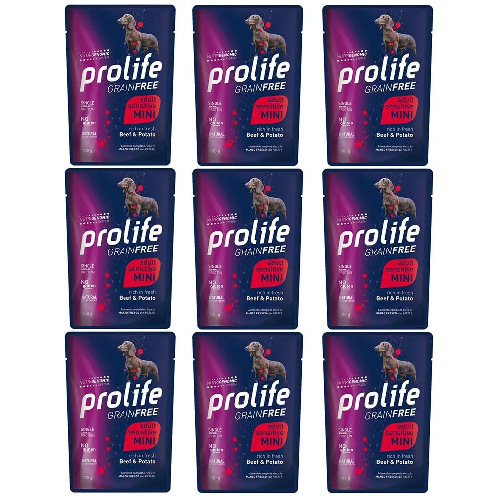 Prolife dog sensitive grainfree adult mini MANZO e PATATE 100g x 10 bustine. - immagine 1