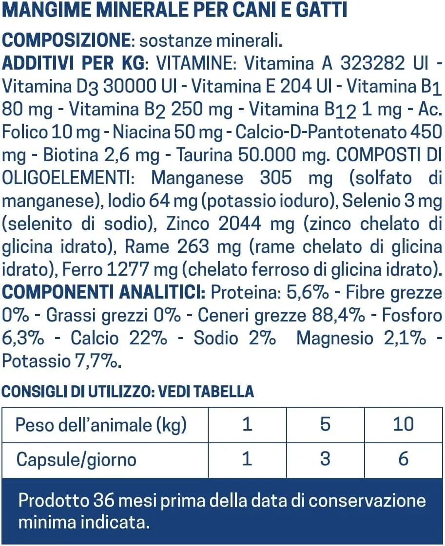 Q Diet Compensa 120 Capsule Cane Gatto Con Alga Spirulina. Alimento Complementare Ricco di Vitamine e Minerali a Completamento delle Diete Casalinghe Per Cani di Piccola Taglia e Gatti - immagine 4
