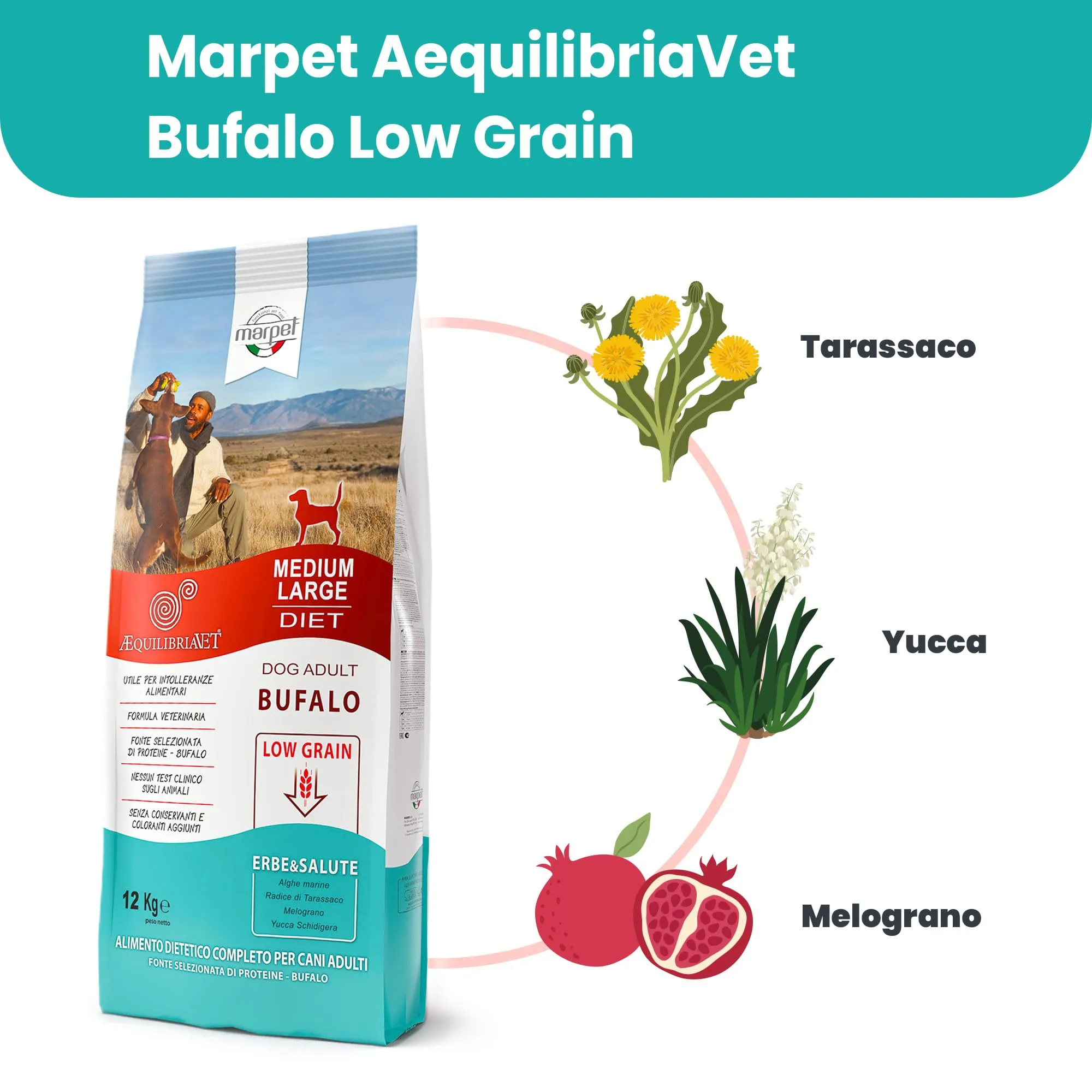 Marpet AequilibriaVet Bufalo Low Grain Medium Large Diet, cani adulti, 12kg - immagine 6
