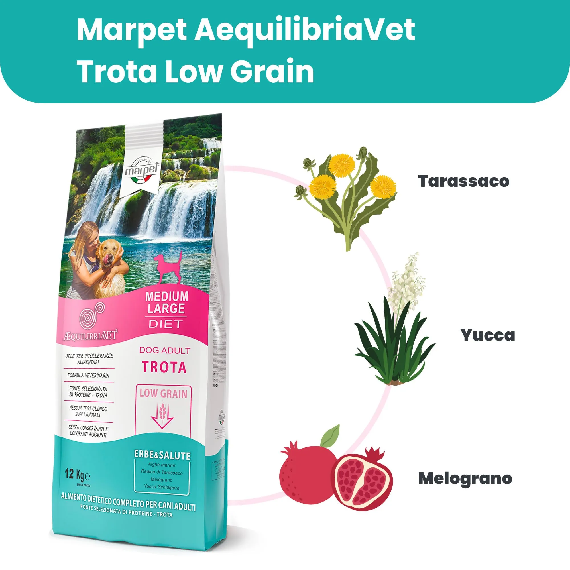 Marpet AequilibriaVet Trota Low Grain Medium Large Diet, cani adulti, 12 kg - immagine 6
