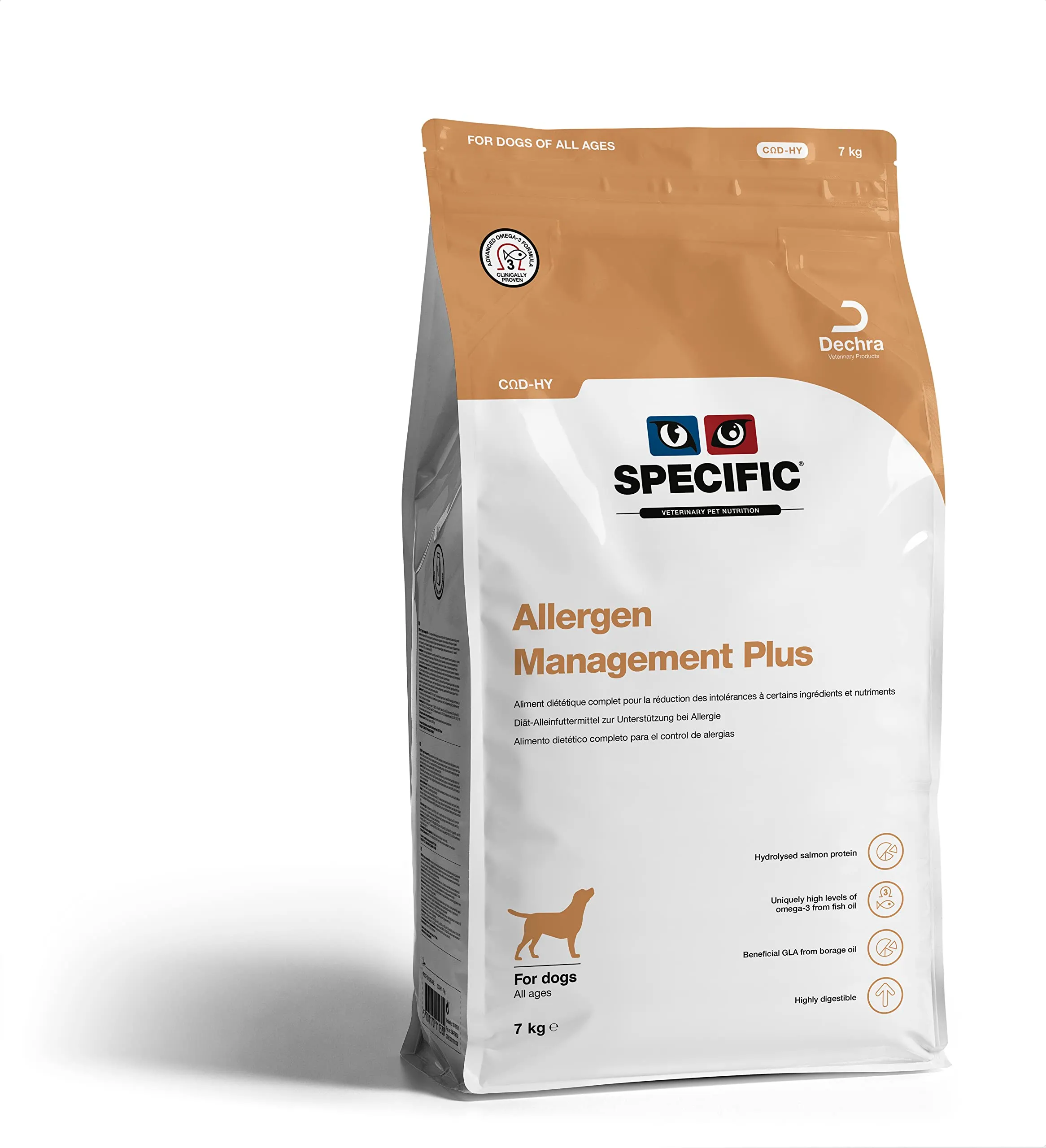 SPECIFIC® Allergen Management Plus (CΩD-HY) - 7kg - Crocchette ipoallergeniche per cani con salmone idrolizzato - Senza glutine - Per tutte le età - Dechra Veterinary Products - immagine 1