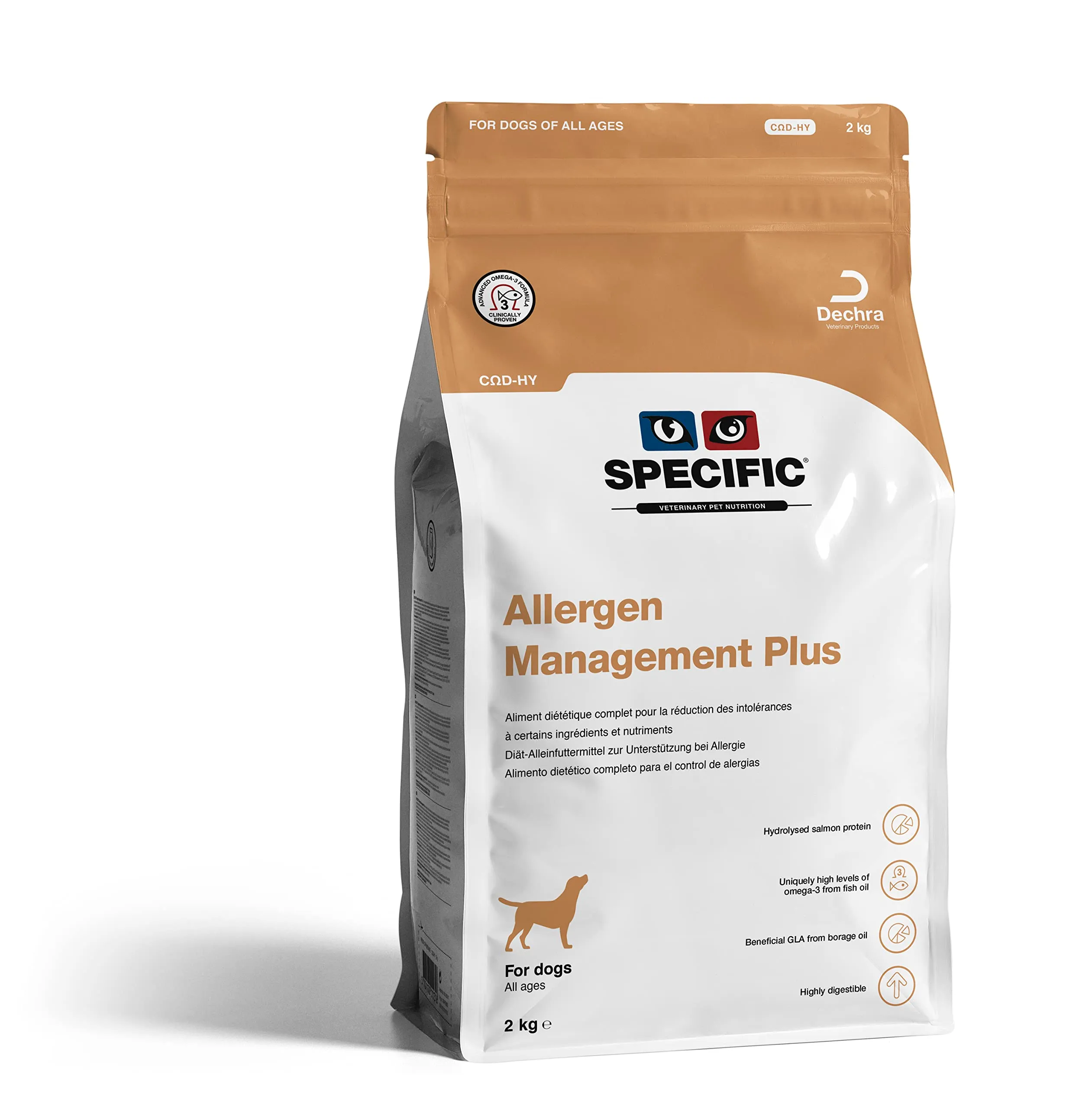 SPECIFIC® Allergen Management Plus (CΩD-HY) - 2kg - Crocchette ipoallergeniche per cani con salmone idrolizzato - Senza glutine - Per tutte le età - Dechra Veterinary Products - immagine 1