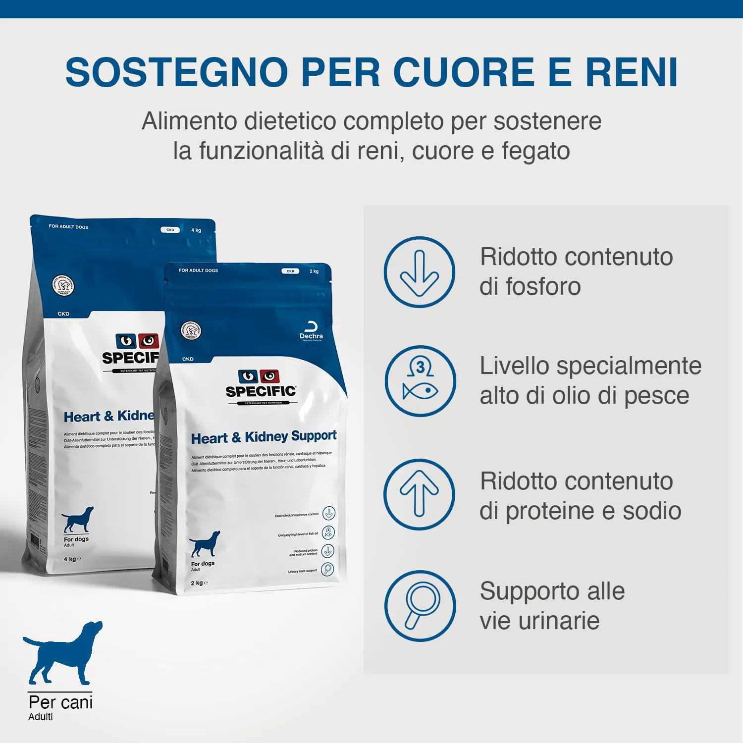SPECIFIC® Heart & Kidney Support (CKD) - 3x4kg - Crocchette per cani adulti - Omega 3 e olio di krill - Basso contenuto proteico per ridurre il carico di lavoro dei reni - DECHRA Veterinary Products - immagine 4