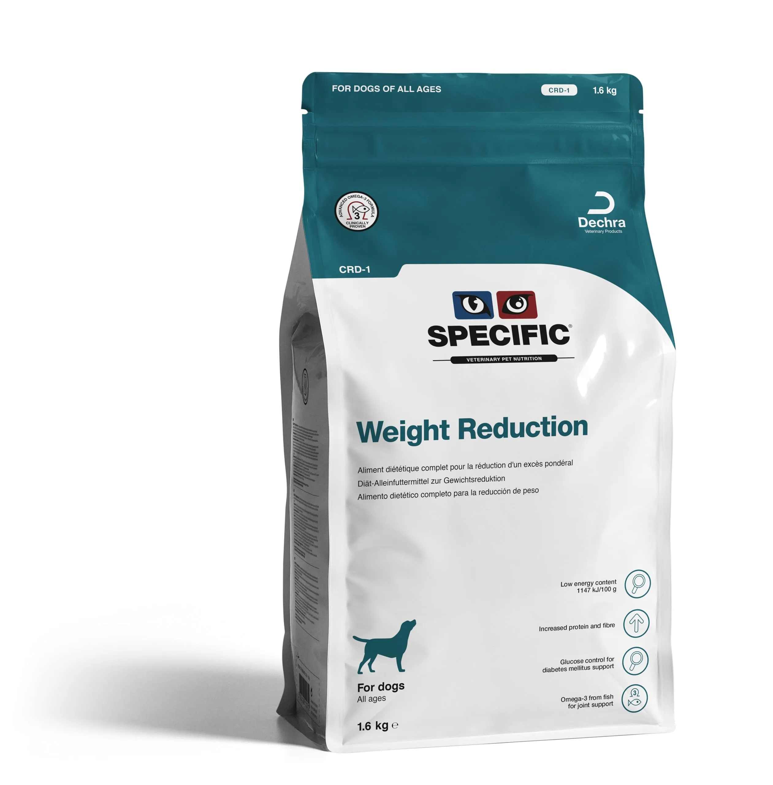SPECIFIC® Weight Reduction (CRD-1) 1,6 Kg - Crocchette cani di tutte le età - Favorisce la perdita di peso - Ridotto contenuto di grassi - L-Carnitina, Omega-3 - DECHRA Veterinary Products - immagine 1