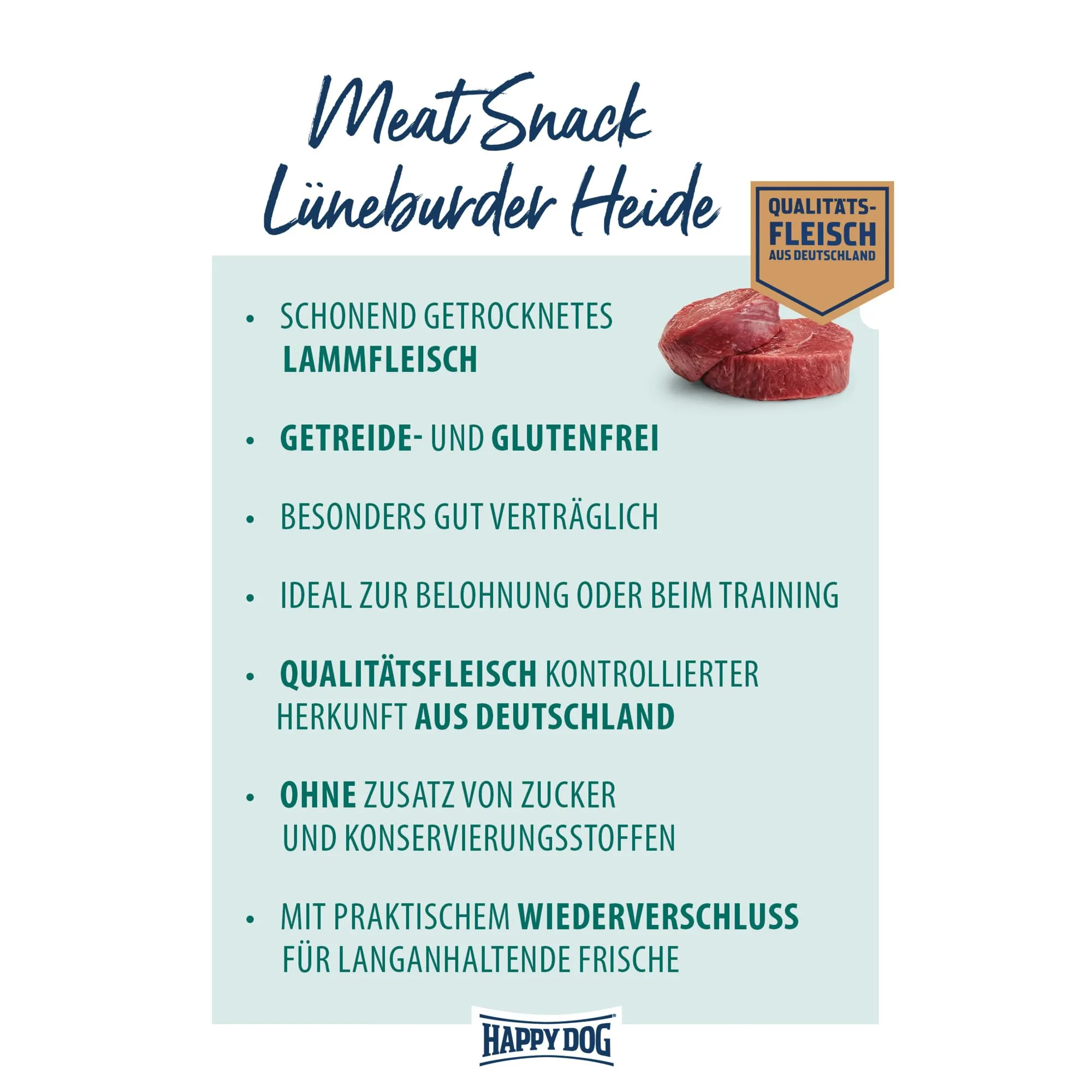 Happy Dog 60700 – Meat Snack Lüneburger Heide – Deliziosi per cani sensibili in carne di agnello secca, contenuto 75 g - immagine 2