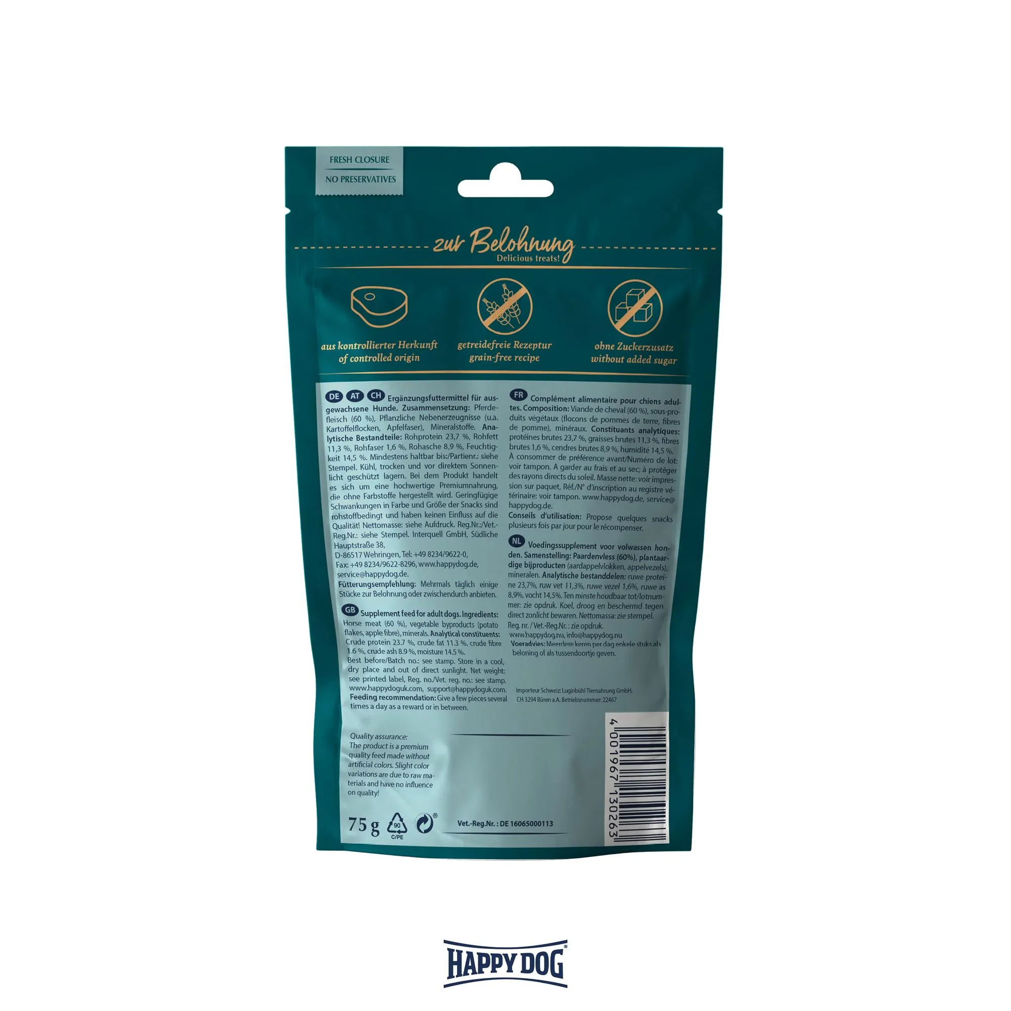 Happy Dog 60698 – Meat Snack Foresta Nera – Delizioso per cani sensibili di carne di cavallo secca, contenuto 75 g - immagine 5