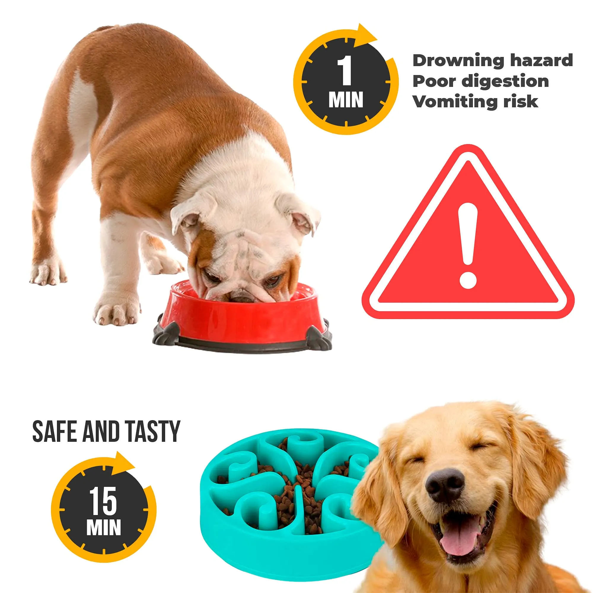 Edipets, Ciotola Anti Ingozzamento, Ciotole per Cani, Interattiva, per Animali Domestici, di Medie e Grandi Dimensioni (Blu) - immagine 2
