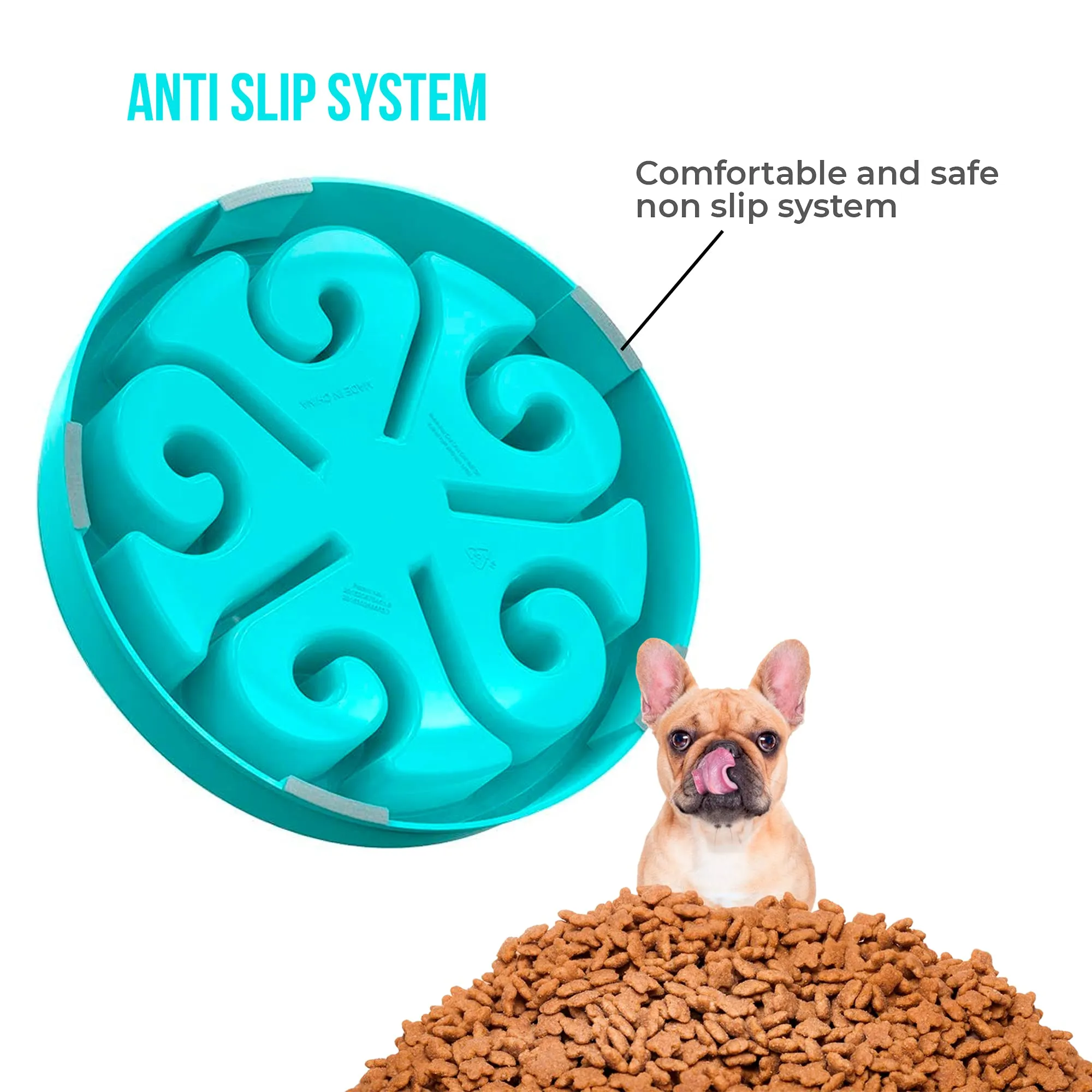 Edipets, Ciotola Anti Ingozzamento, Ciotole per Cani, Interattiva, per Animali Domestici, di Medie e Grandi Dimensioni (Blu) - immagine 3