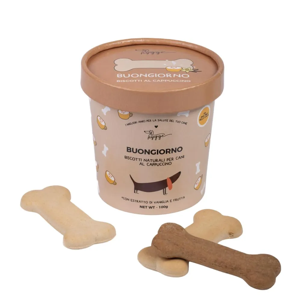 Hygge Dog Routine box: Biscotti naturali per Cani SET 3 Confezioni (Buongiorno al Capuccino, Refresh, Buona notte alla Camomilla) | Snack Cane gustoso e sano, adatto a tutte le taglie | 300 gr - immagine 4