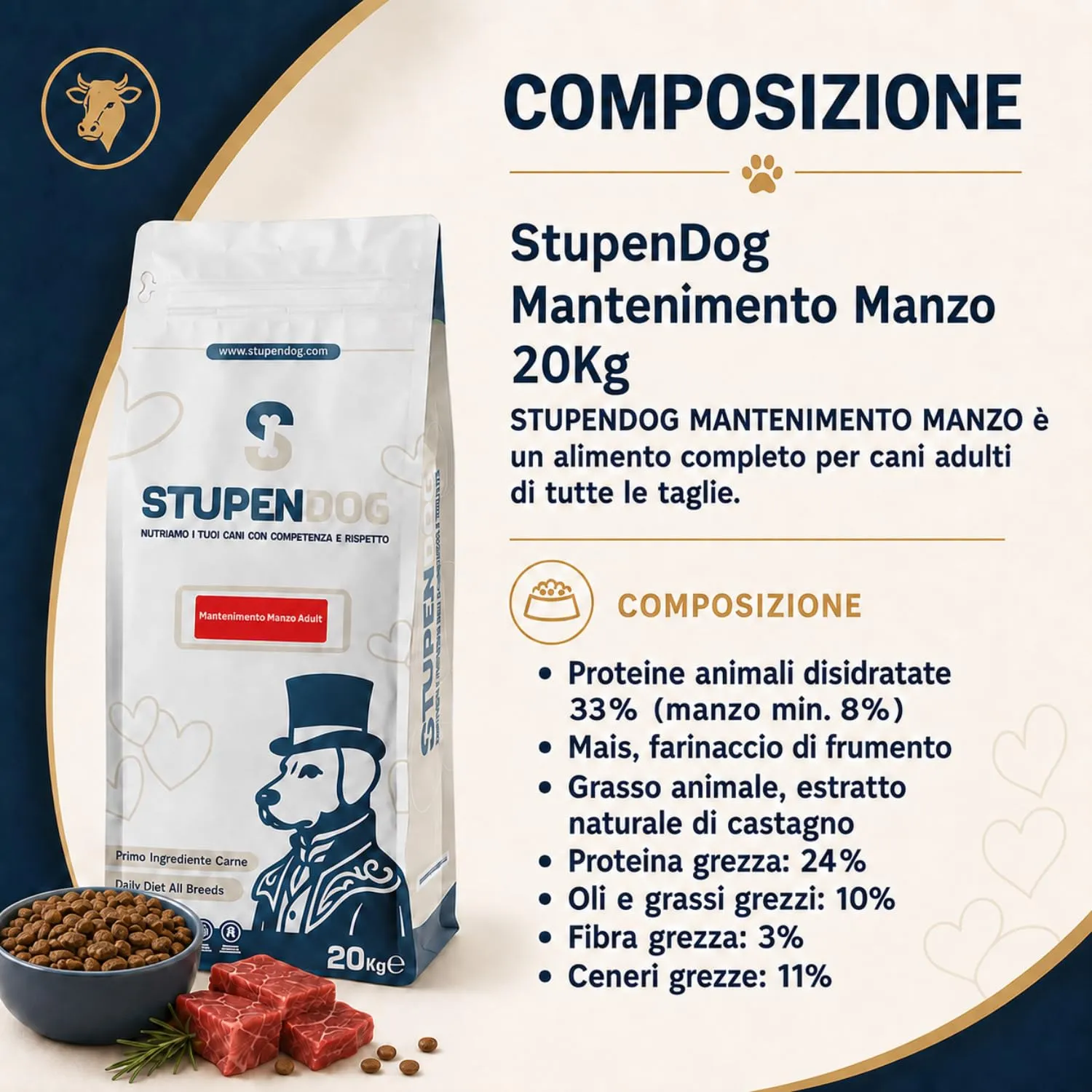STUPENDOG Crocchette Cani Manzo 20kg per Cani Adulti di Tutte le Taglie - Croccantini Alimento Completo con Manzo - Per il Mantenimento del Cane - immagine 2