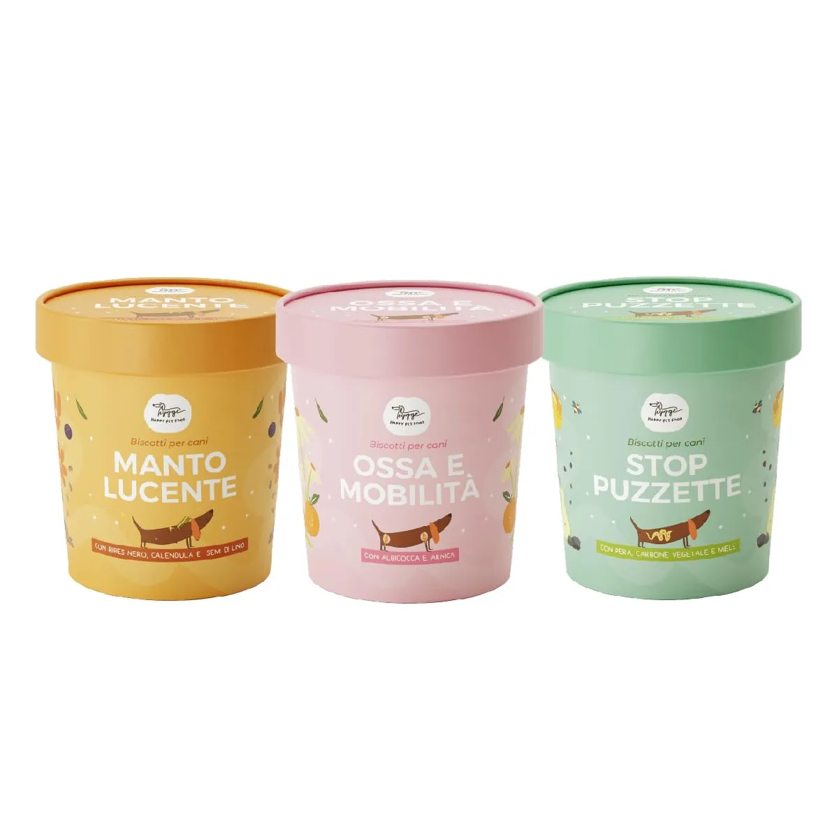 Set 3 Biscotti Funzionali per Cani | Supporto Articolazioni, Pelo e Digestione | Con Glucosamina Ribes Nero Carbone Vegetale | Appetitosi come uno Snack utili come un Integratore | 3x100gr | Hygge Dog - immagine 1