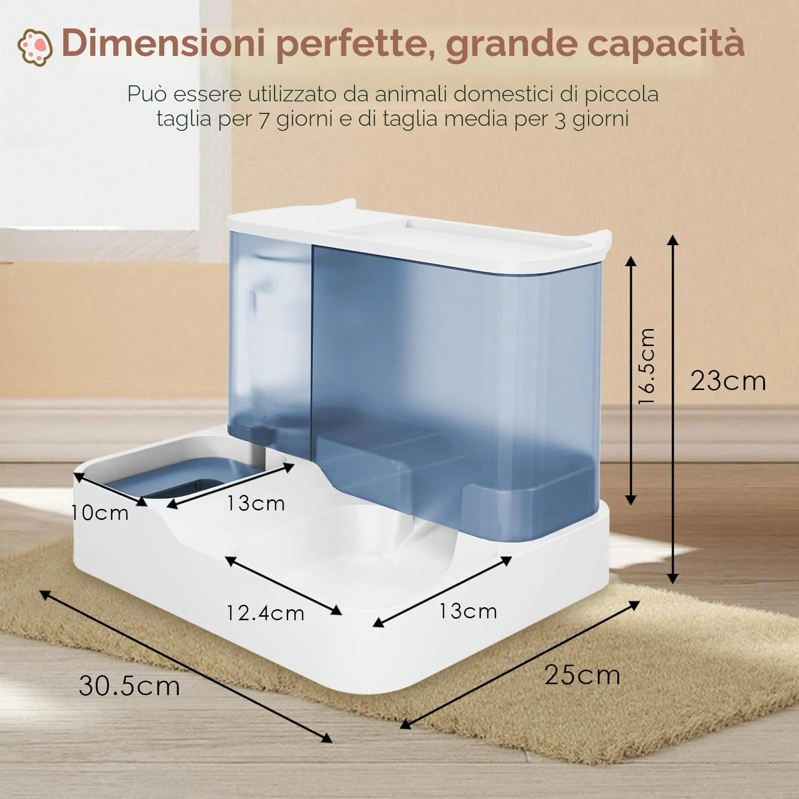 Oskuglin Distributore Automatico 2-in-1 Cibo e Acqua per Gatti 3,8L - immagine 2