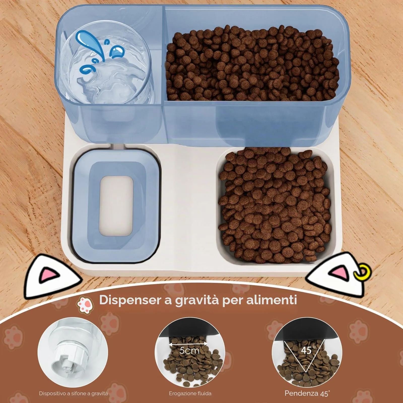 Oskuglin Distributore Automatico 2-in-1 Cibo e Acqua per Gatti 3,8L - immagine 5