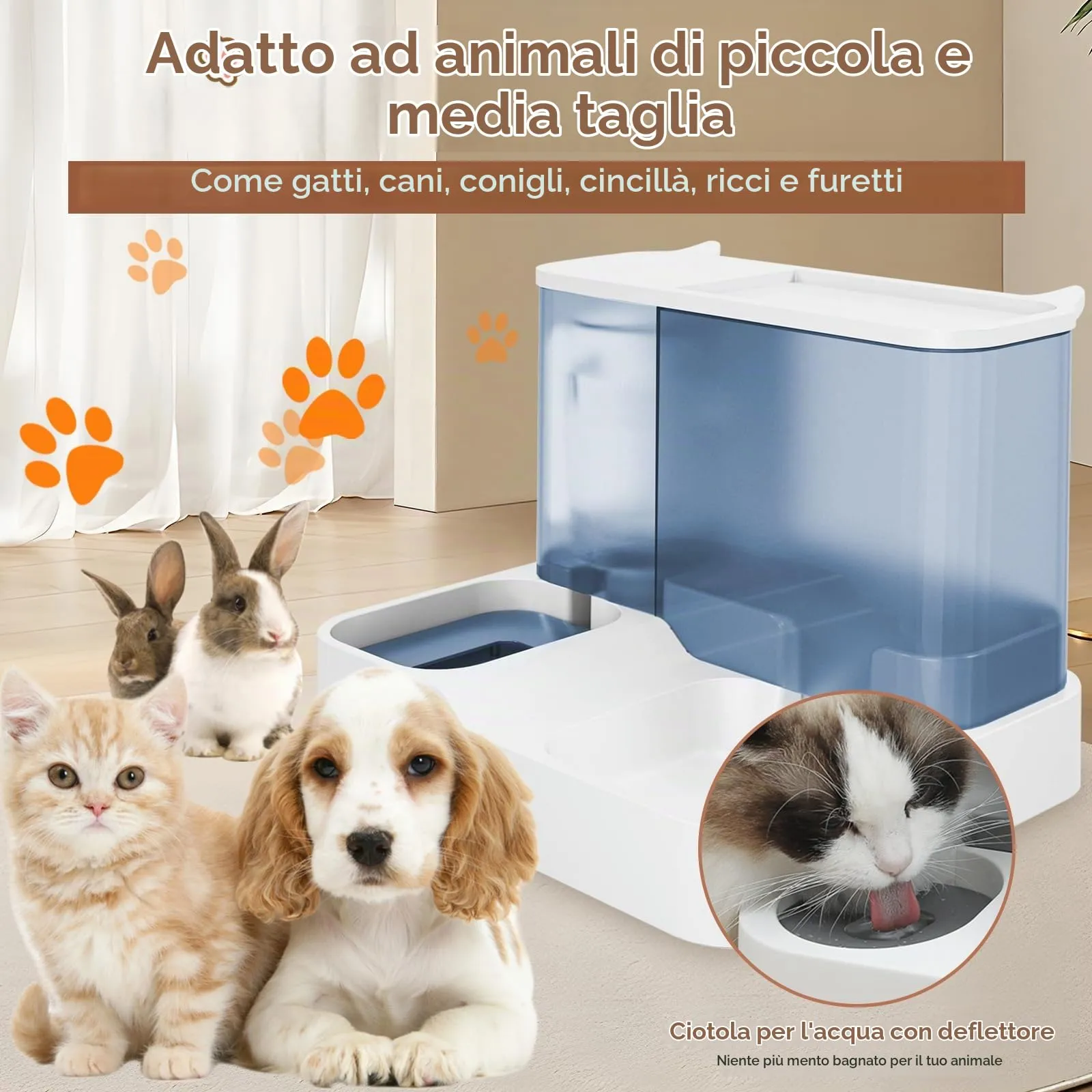 Oskuglin Distributore Automatico 2-in-1 Cibo e Acqua per Gatti 3,8L - immagine 7