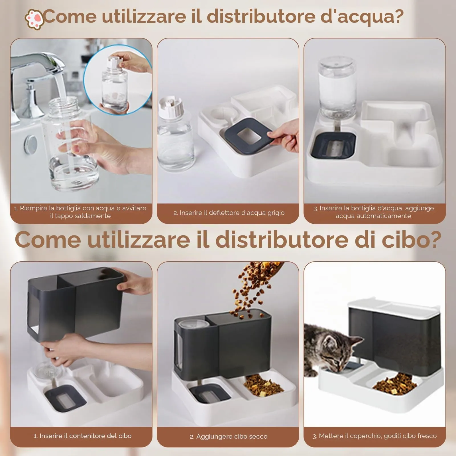 Oskuglin Distributore Automatico 2-in-1 Cibo e Acqua per Gatti 3,8L - immagine 8
