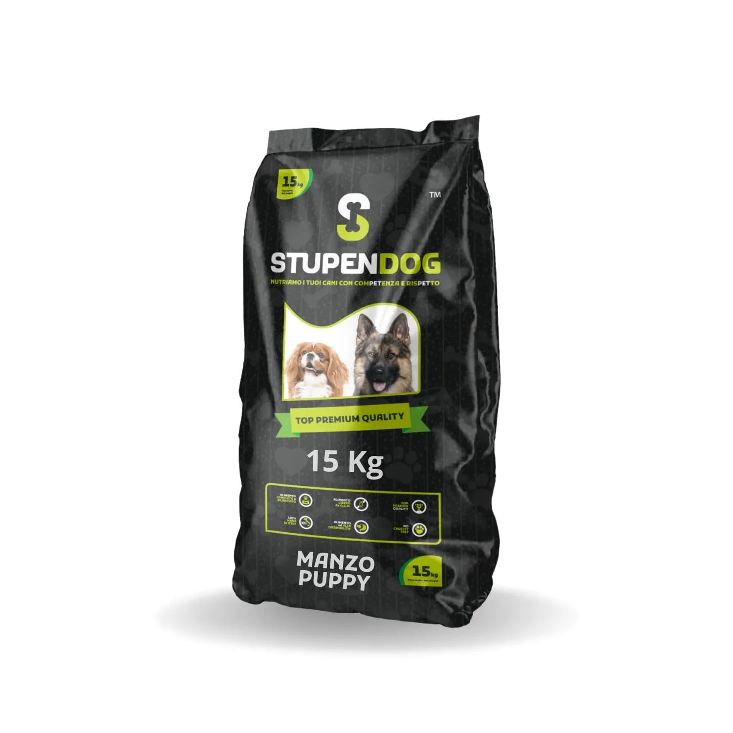 STUPENDOG Crocchette Cani Premium Puppy 15kg per Cani cuccioli - Croccantini al Manzo - Croccantini cane media/piccola taglia - Cibo per cani - Crocchette puppy - immagine 1