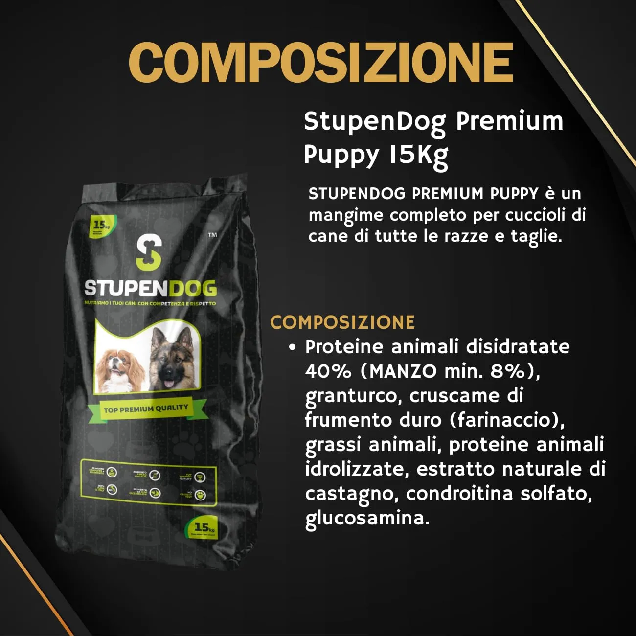 STUPENDOG Crocchette Cani Premium Puppy 15kg per Cani cuccioli - Croccantini al Manzo - Croccantini cane media/piccola taglia - Cibo per cani - Crocchette puppy - immagine 2