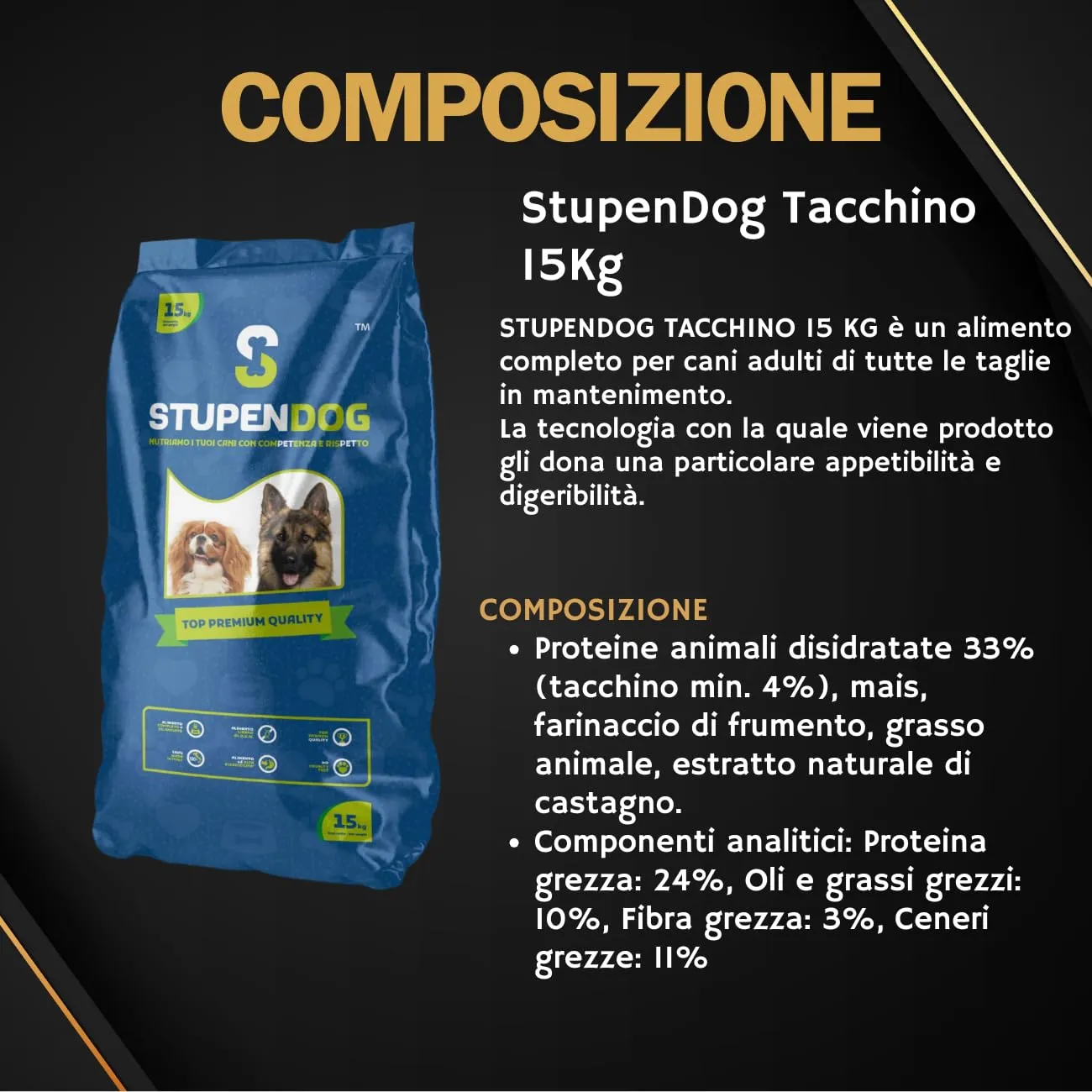 STUPENDOG Crocchette Cani Tacchino 15kg per Cani Adulti di tutte le Taglie in Mantenimento - Croccantini cane - Cibo per cani - immagine 2