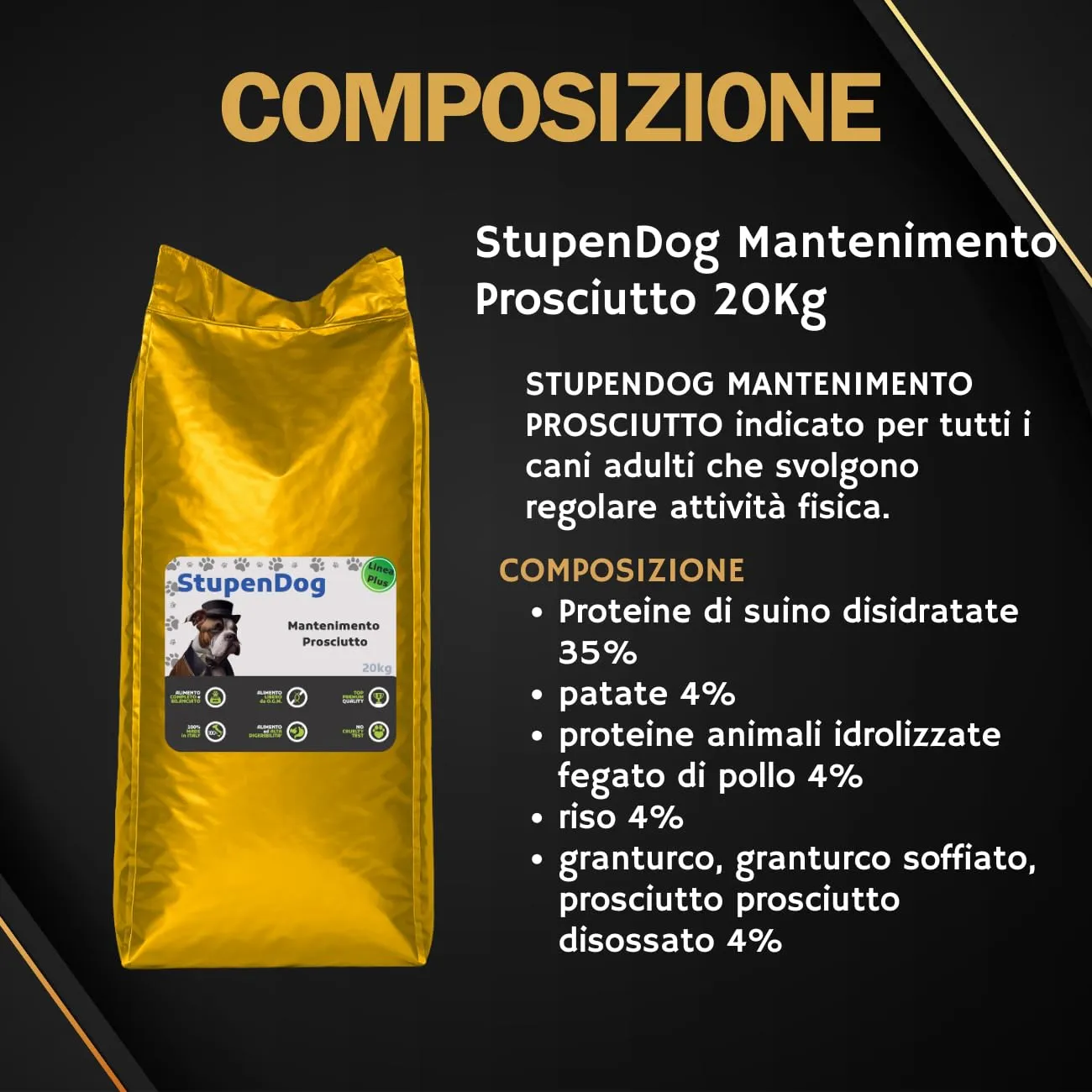 STUPENDOG Crocchette Cani Prosciutto 20 Kg - Cibo per Cani Adulti di tutte le Taglie in Mantenimento - Croccantini cane - Cibo per cani - 1 Confezione da 20 Kg - immagine 2