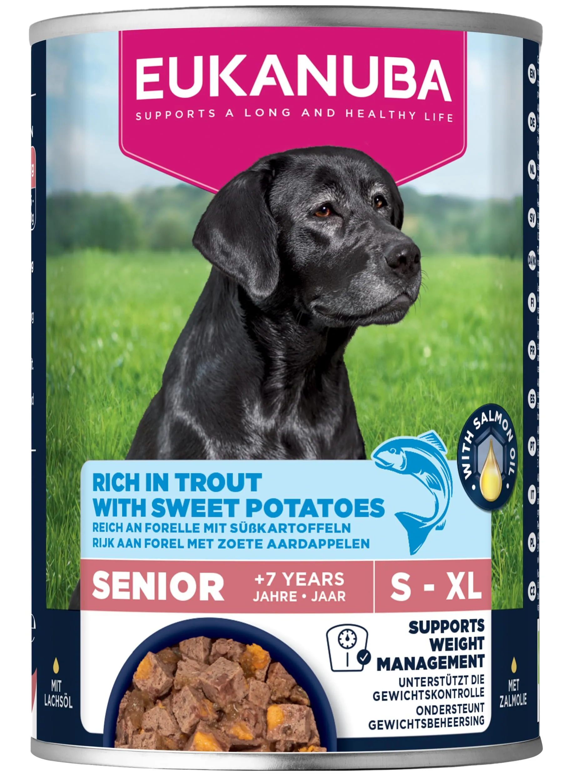 EUKANUBA Cibo umido cani anziani con trota e patate dolci, 6 x 400 g - immagine 8