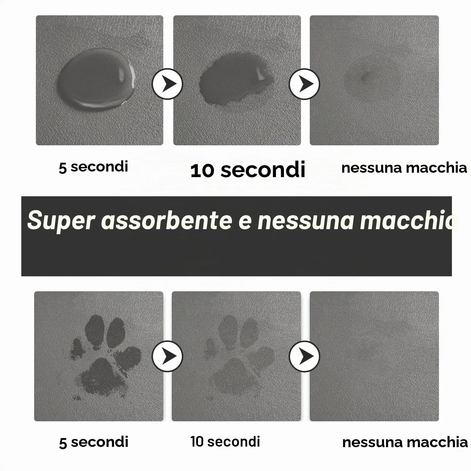 Tappetino Assorbente per Ciotole di Cibo e Acqua del Cane, Tappetino Antiscivolo per Ciotole di Gatto, Tappetino Impermeabile per l'Alimentazione degli Animali Domestici (Grigio Scuro, 30 x 50 cm) - immagine 2