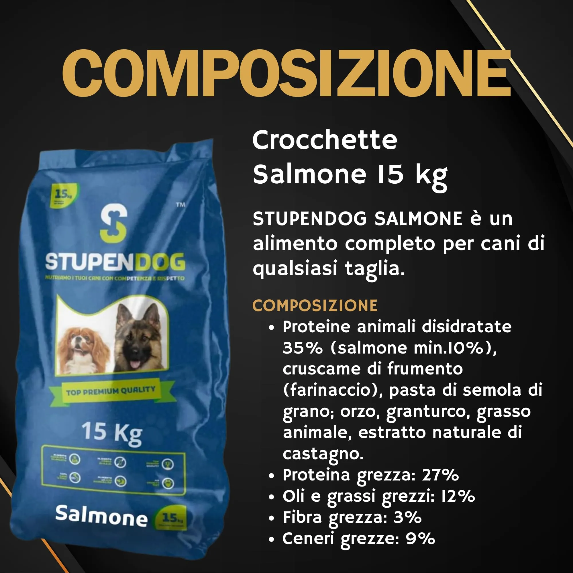 STUPENDOG Crocchette Cani Salmone 15kg per Cani Adulti di Tutte le Taglie - Croccantini Alimento Completo con Salmone - Per il Mantenimento del Cane - immagine 2